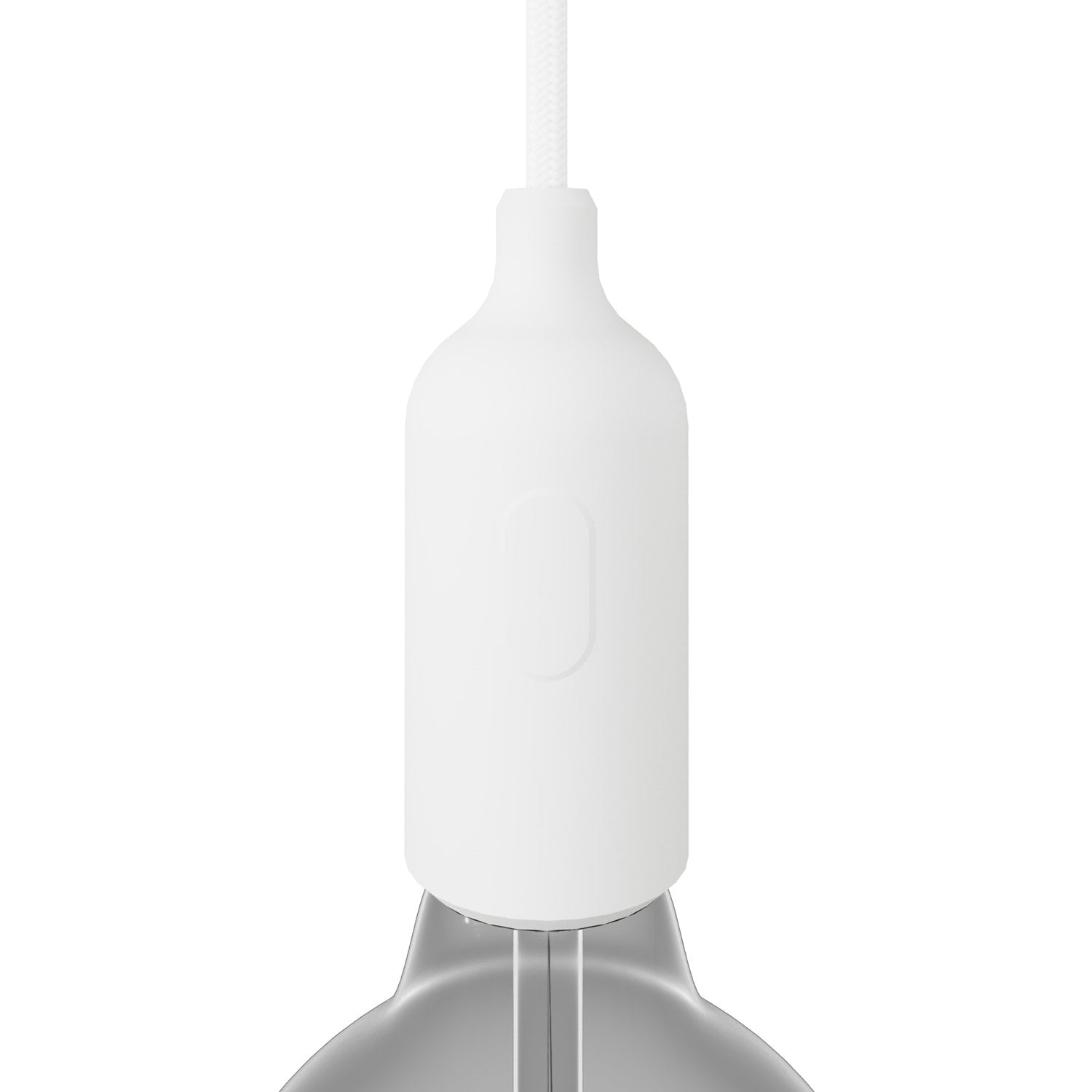 Kit portalampada E27 in silicone con interruttore e serracavo nascosti - Bianco