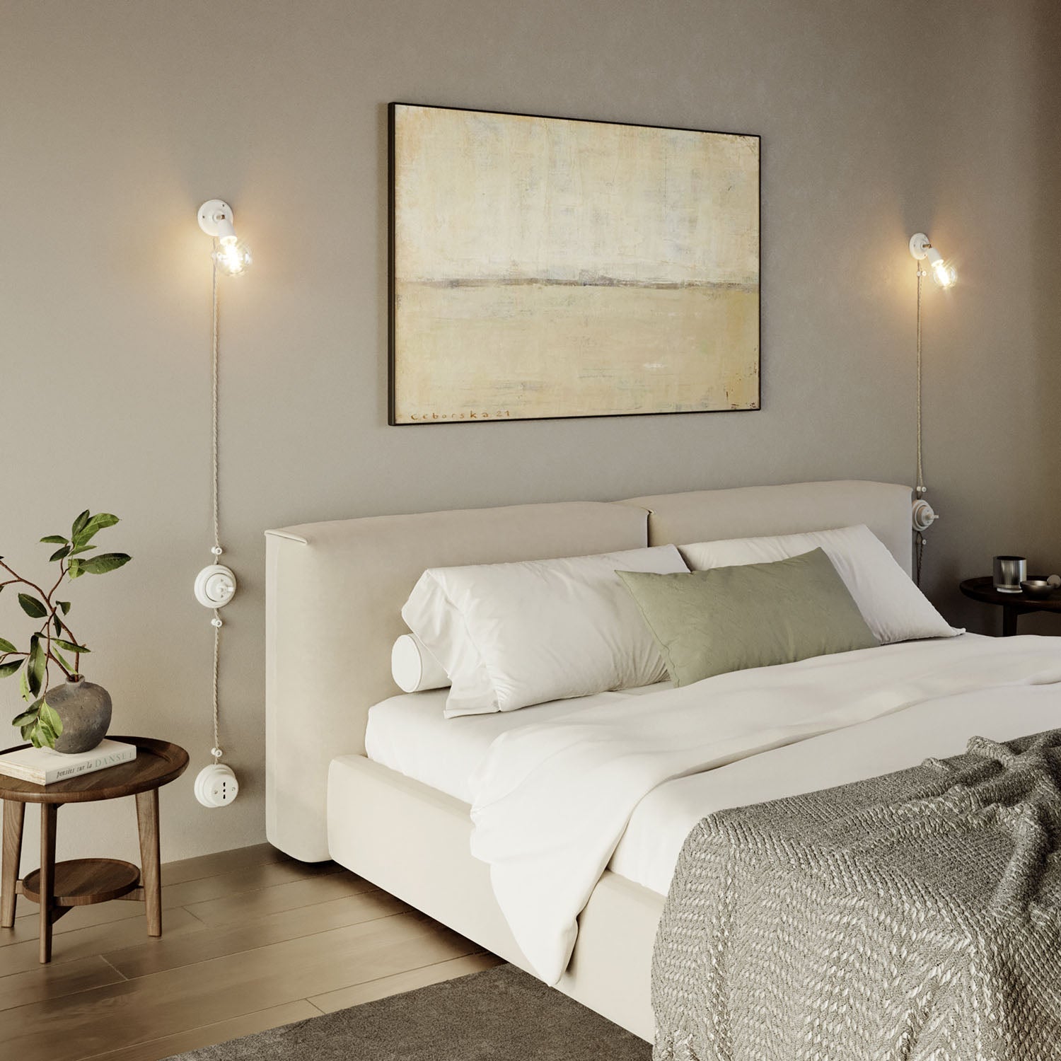 Kit presa a muro di tipo francese e base in porcellana - Bianco