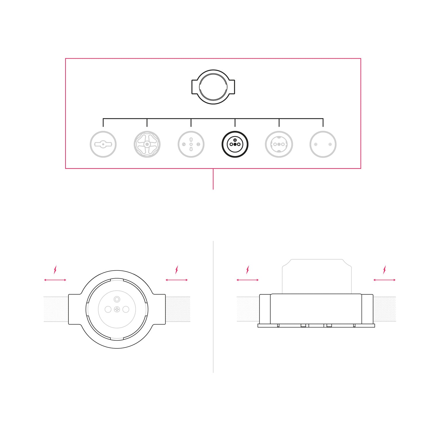 Kit presa a muro di tipo francese e base per Creative-Tubes in porcellana - Bianco 2 in linea