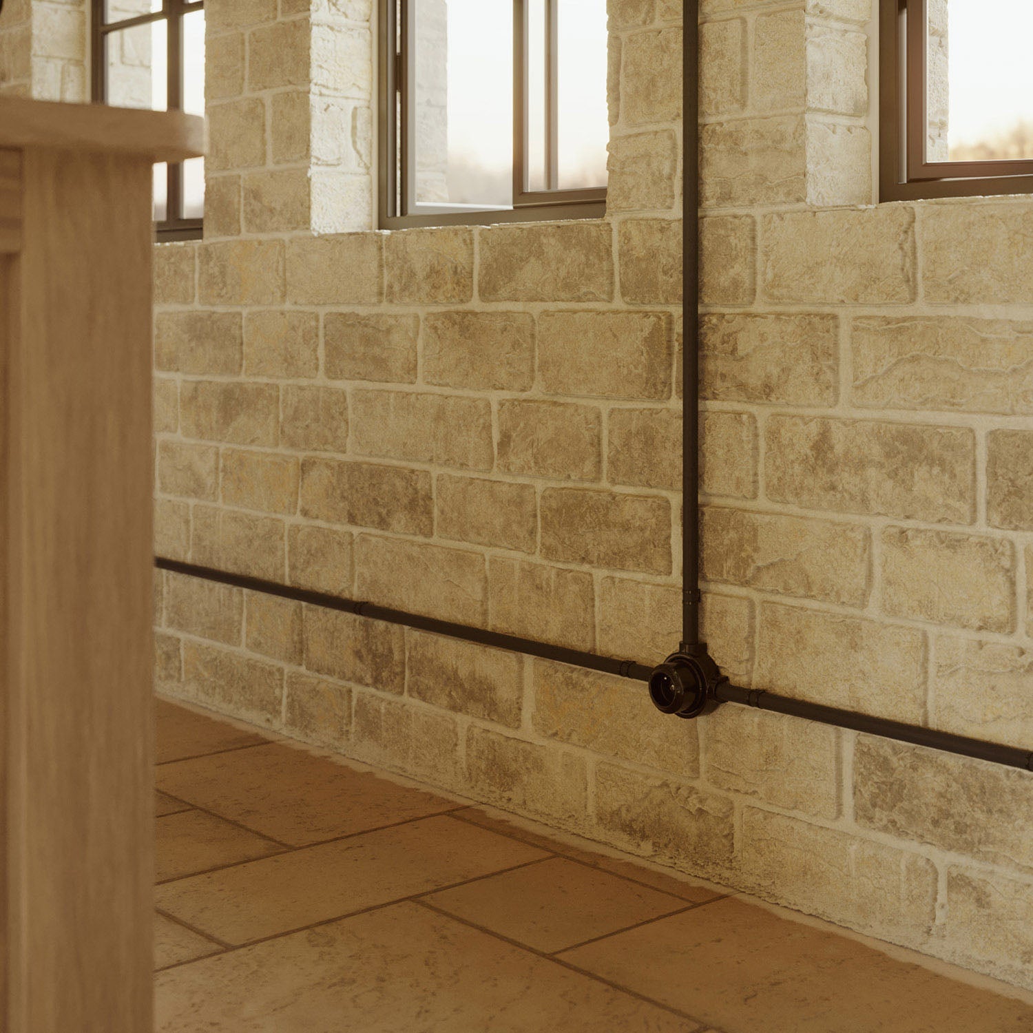 Kit presa a muro di tipo francese e base per Creative-Tubes in porcellana - Nero 3