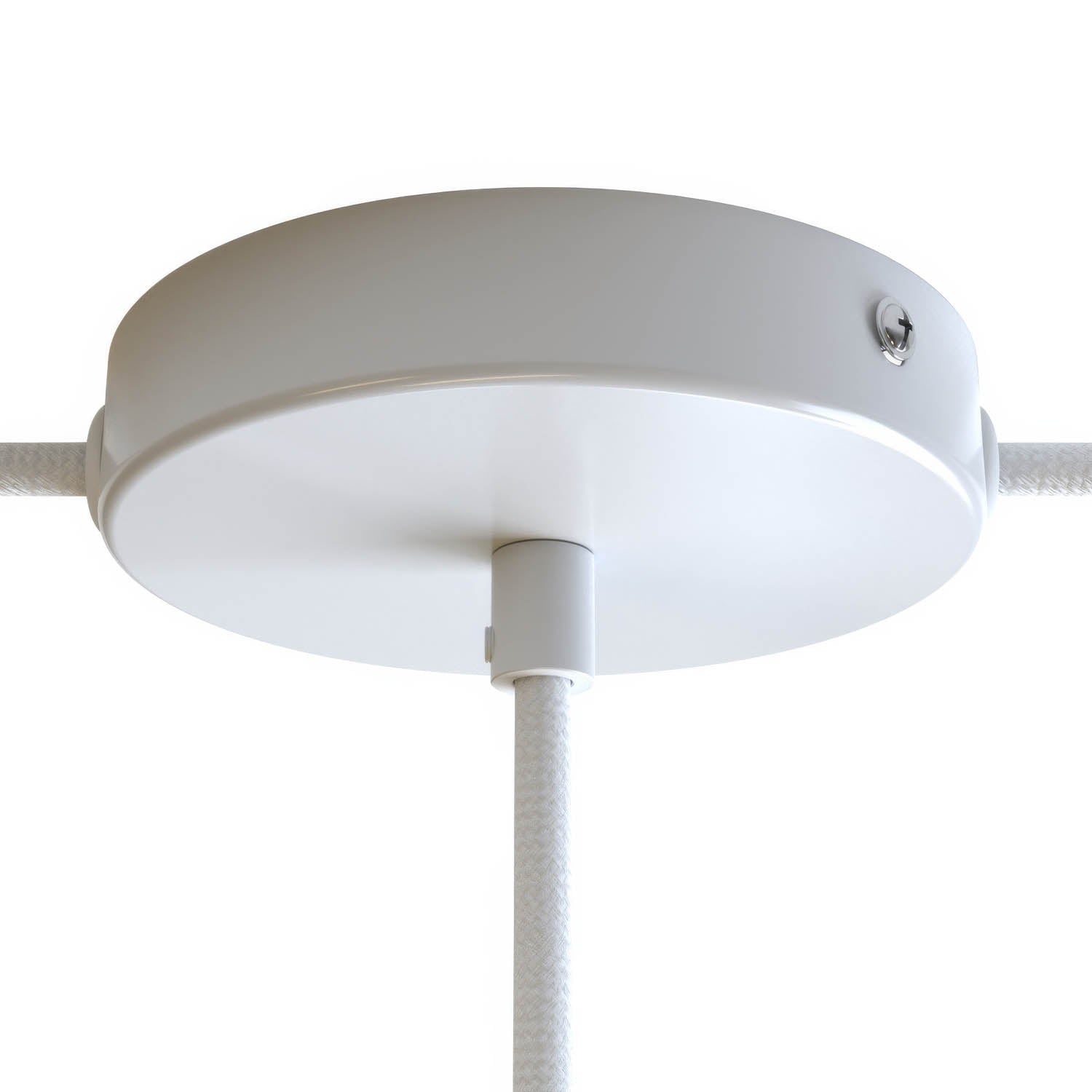 Kit rosone cilindrico in metallo a 1 foro centrale e 2 fori laterali - Bianco lucido Cilindrico