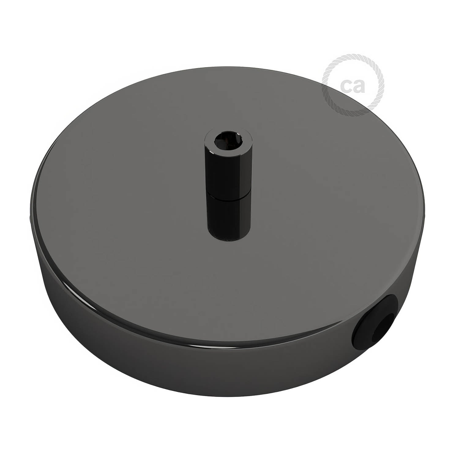 Kit rosone cilindrico in metallo a 1 foro centrale e 2 fori laterali - Nero perla Cilindrico