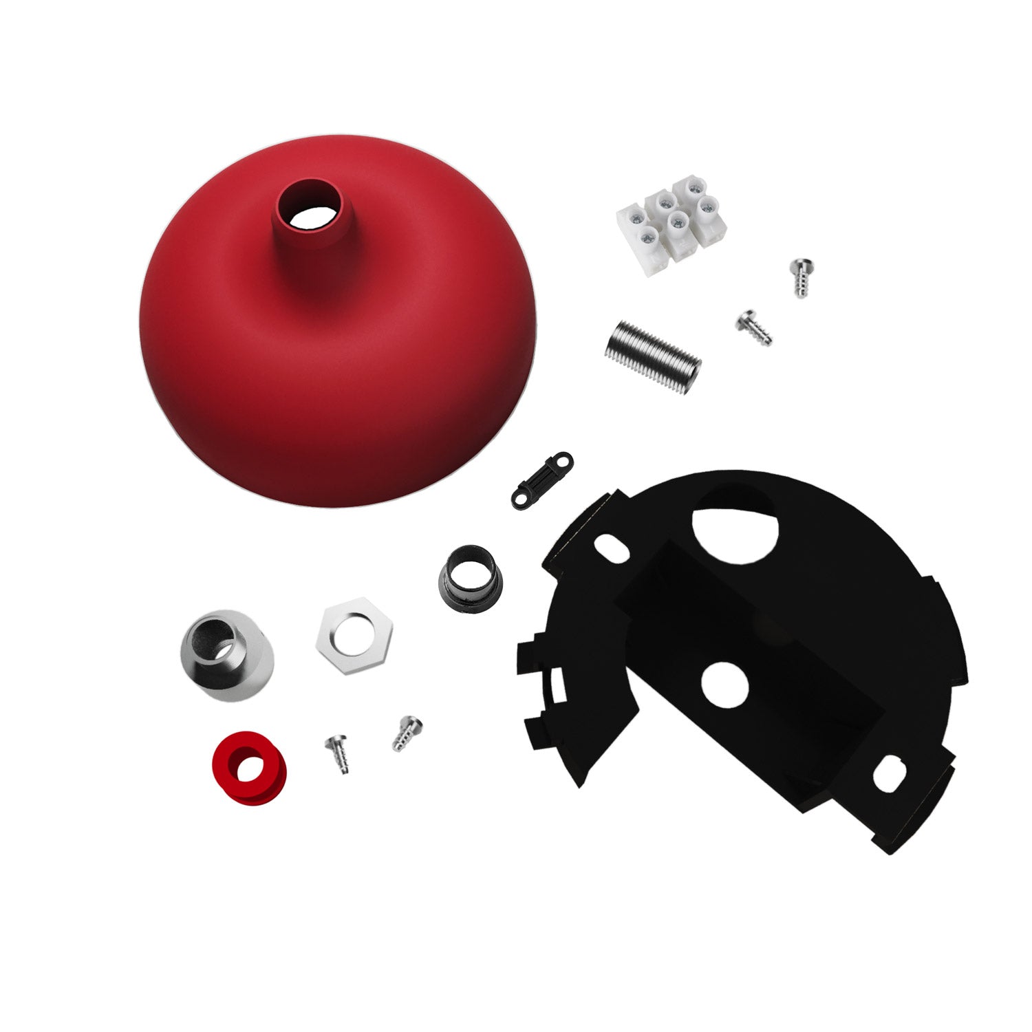 Kit rosone in silicone con foro centrale e predisposizione per foro laterale - Rosso