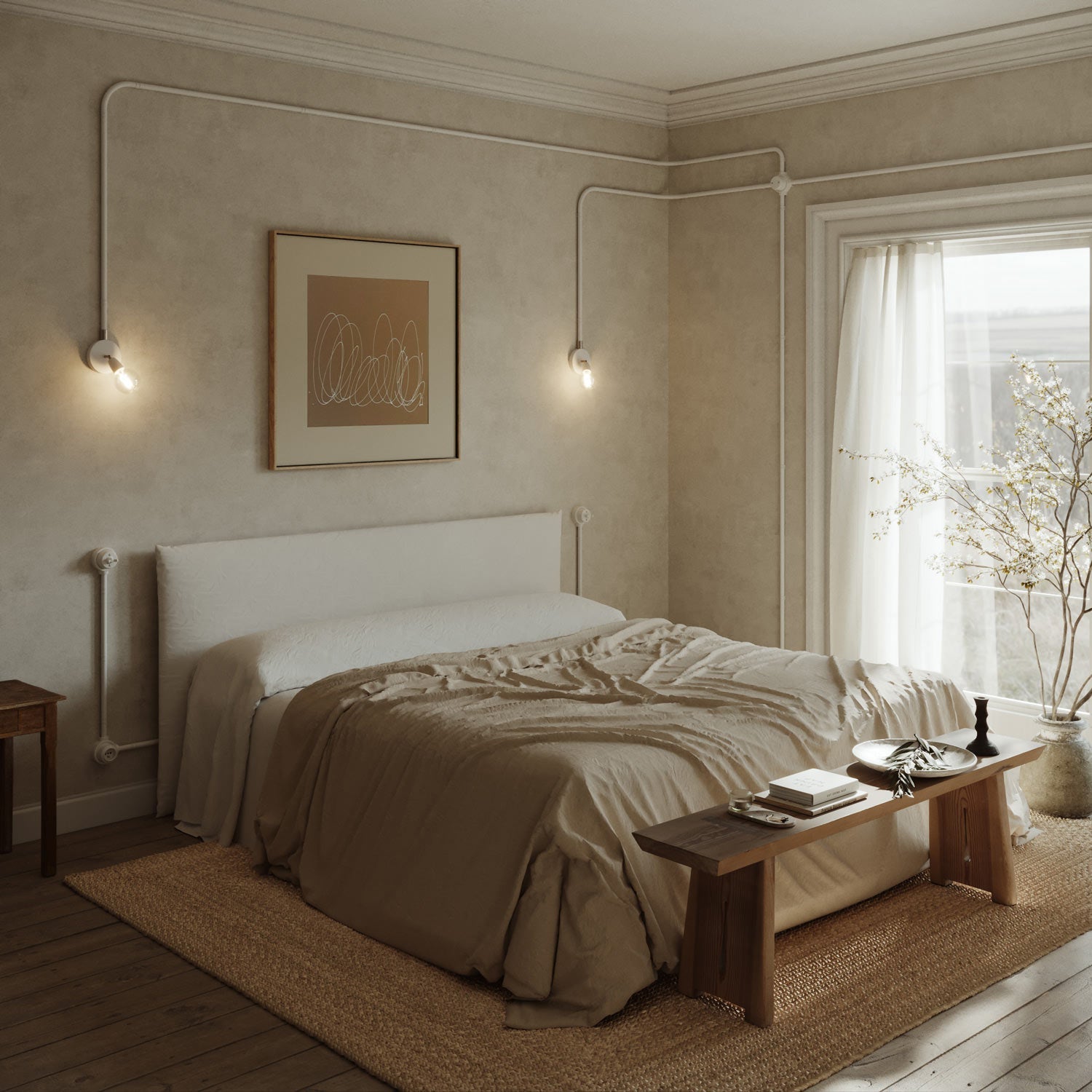 Kit scatola di derivazione e base per Creative-Tubes in porcellana - Bianco 2 in linea