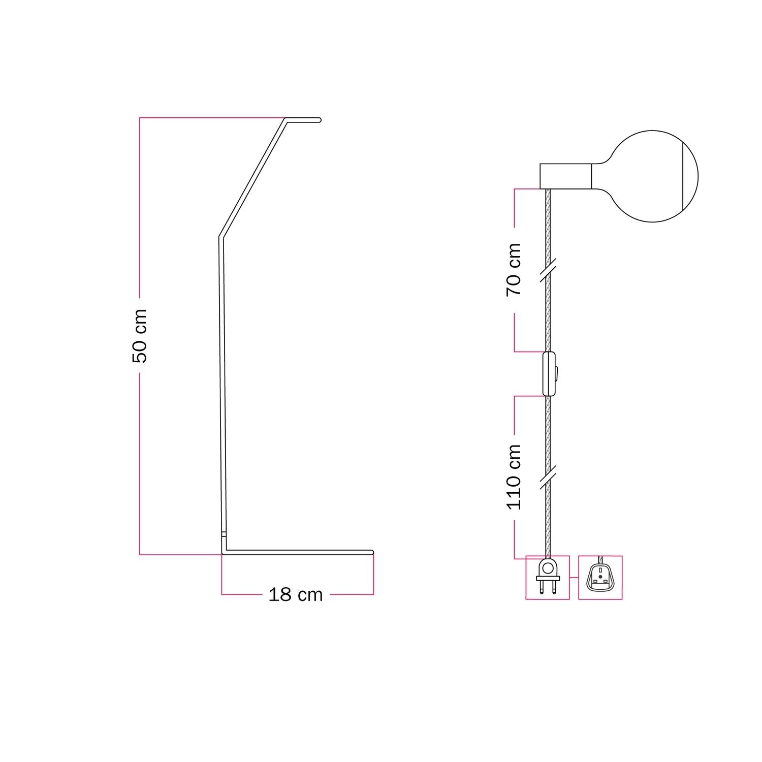 Koso Lucia - Lampada da tavolo con spina UK - Grigio