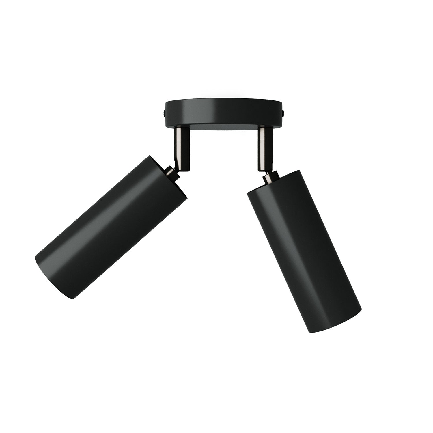 Lampada a 2 faretti con paralume Tub-E14 e rosone tondo - Nero