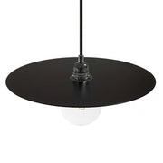 Lampada a sospensione completa di cavo tessile, paralume oversize Ellepi e finiture in metallo - Nero
