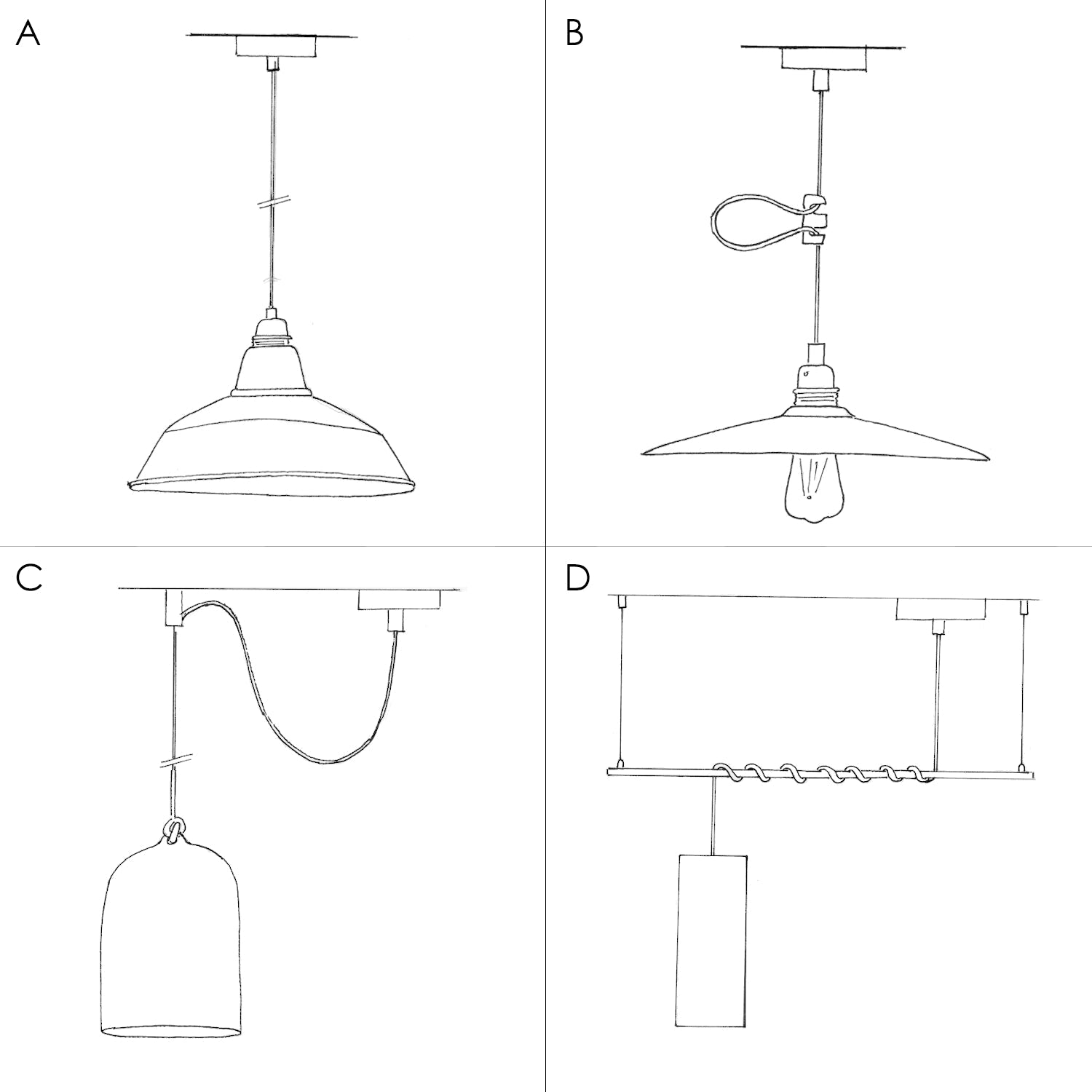 Lampada a sospensione completa di cavo tessile, paralume oversize Ellepi e portalampada zigrinato - Rame