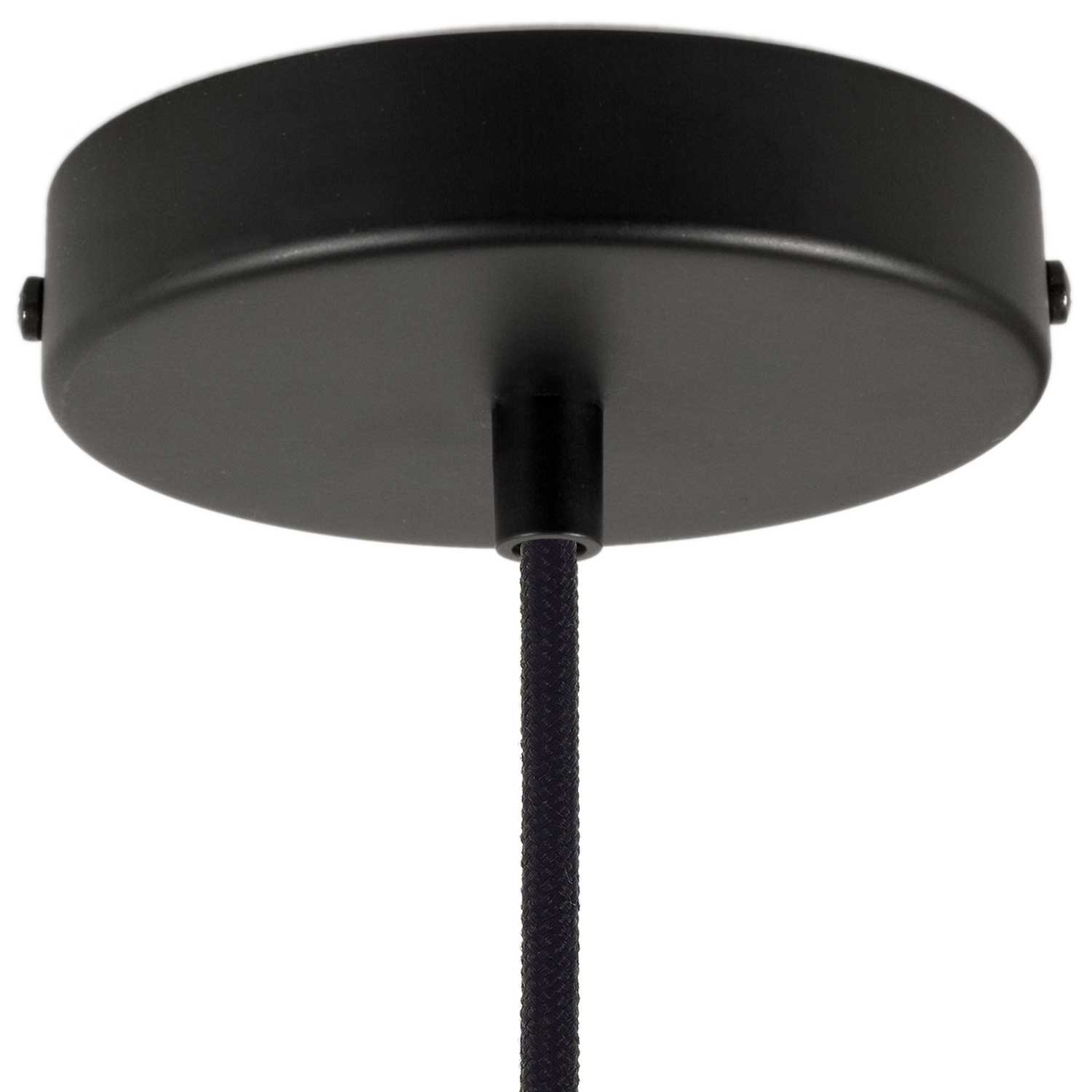 Lampada a sospensione completa di cavo tessile, paralume Tub-E14 e finiture in metallo - Nero