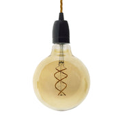 Lampada a sospensione completa di cavo tessile trecciato e finiture in porcellana - Nero