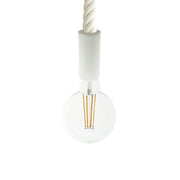 Lampada a sospensione completa di cordone nautico 3XL 30 mm con finiture in legno verniciato - Bianco