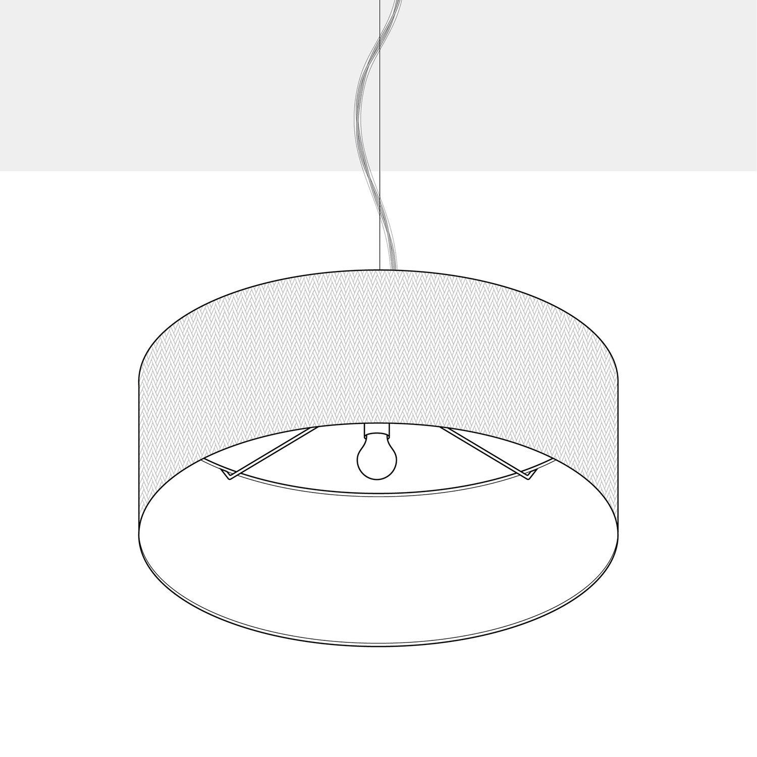 Lampada a sospensione con paralume in tessuto Cilindro Large - Made in Italy - Teletta Antracite No