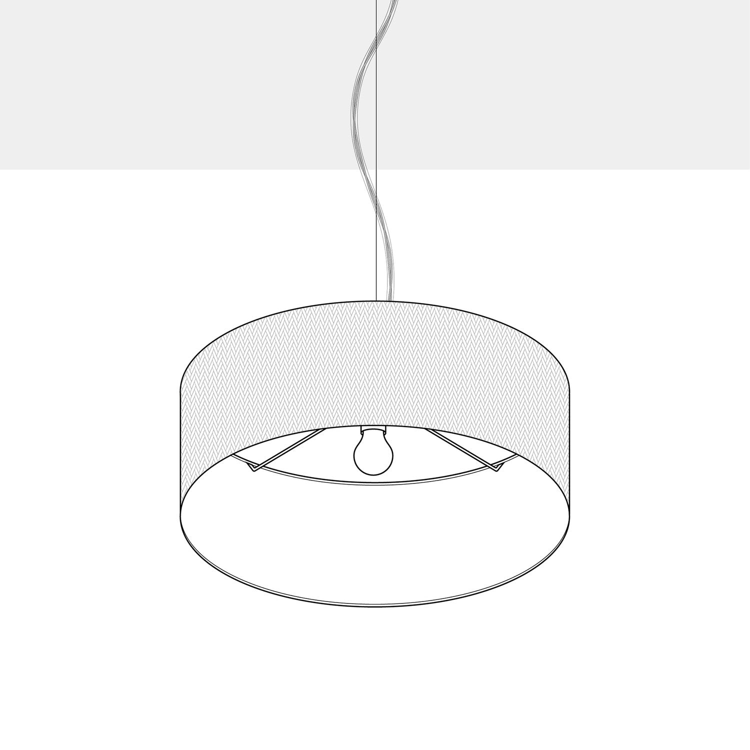 Lampada a sospensione con paralume in tessuto Cilindro Medium - Made in Italy - Lana Senape No