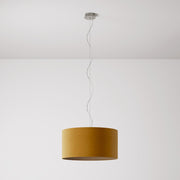 Lampada a sospensione con paralume in tessuto Cilindro Medium - Made in Italy - Lana Senape No