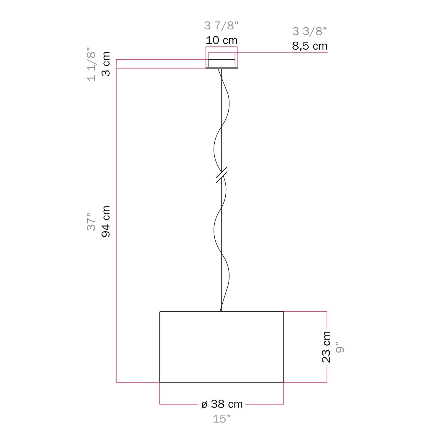 Lampada a sospensione con paralume in tessuto Cilindro Small Arenal oro - Made in Italy No