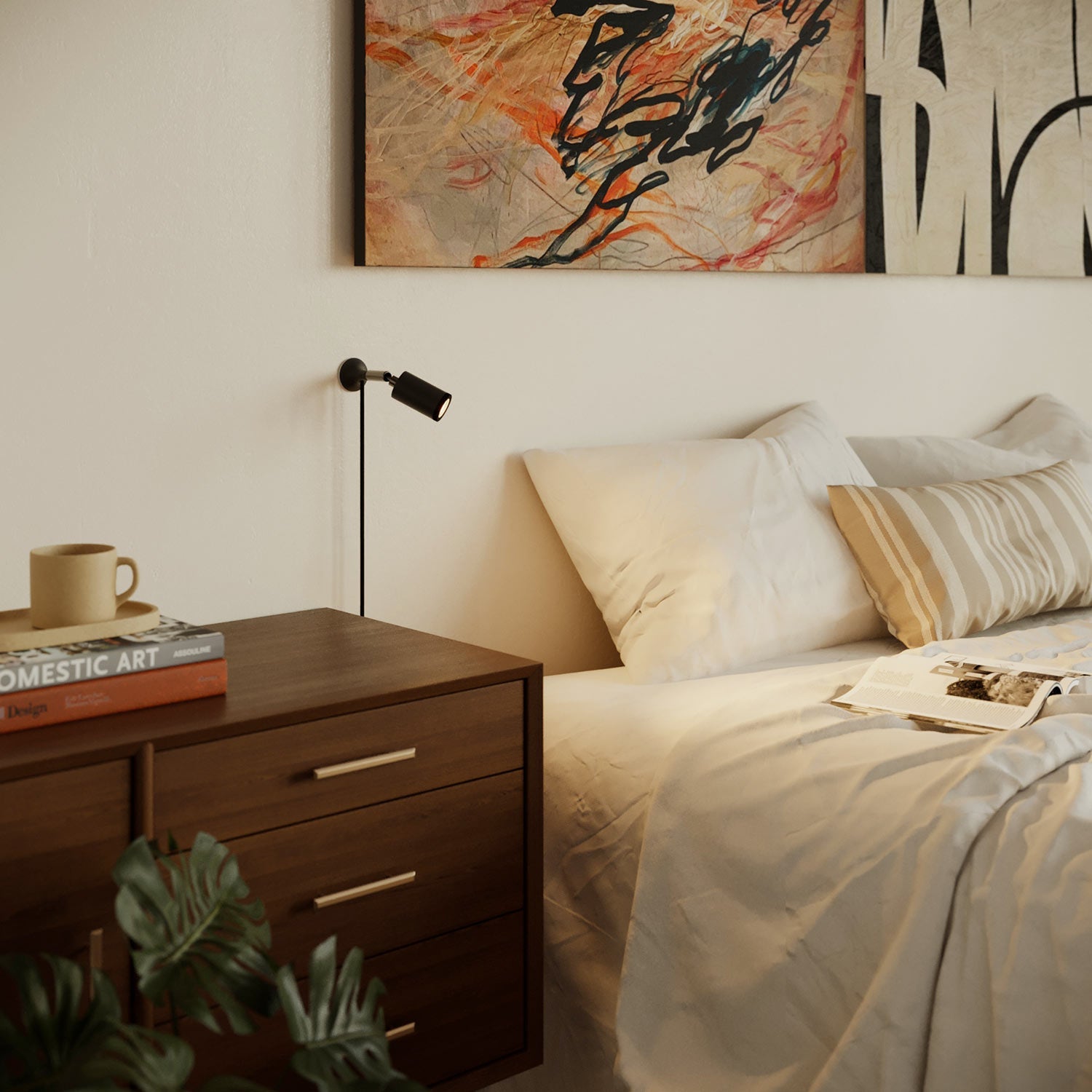 Lampada da parete MAG-Y con snodo e luce spot - Nero