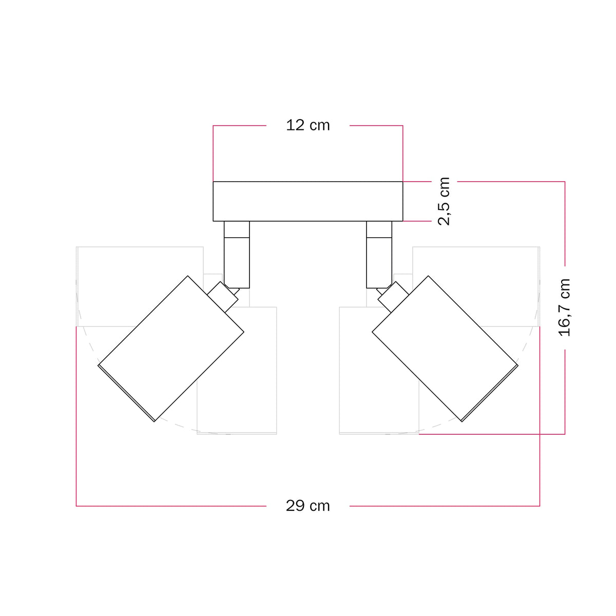 Lampada da parete o soffitto con 2 faretti GU10 Bispot orientabili - Nero / Rame satinato