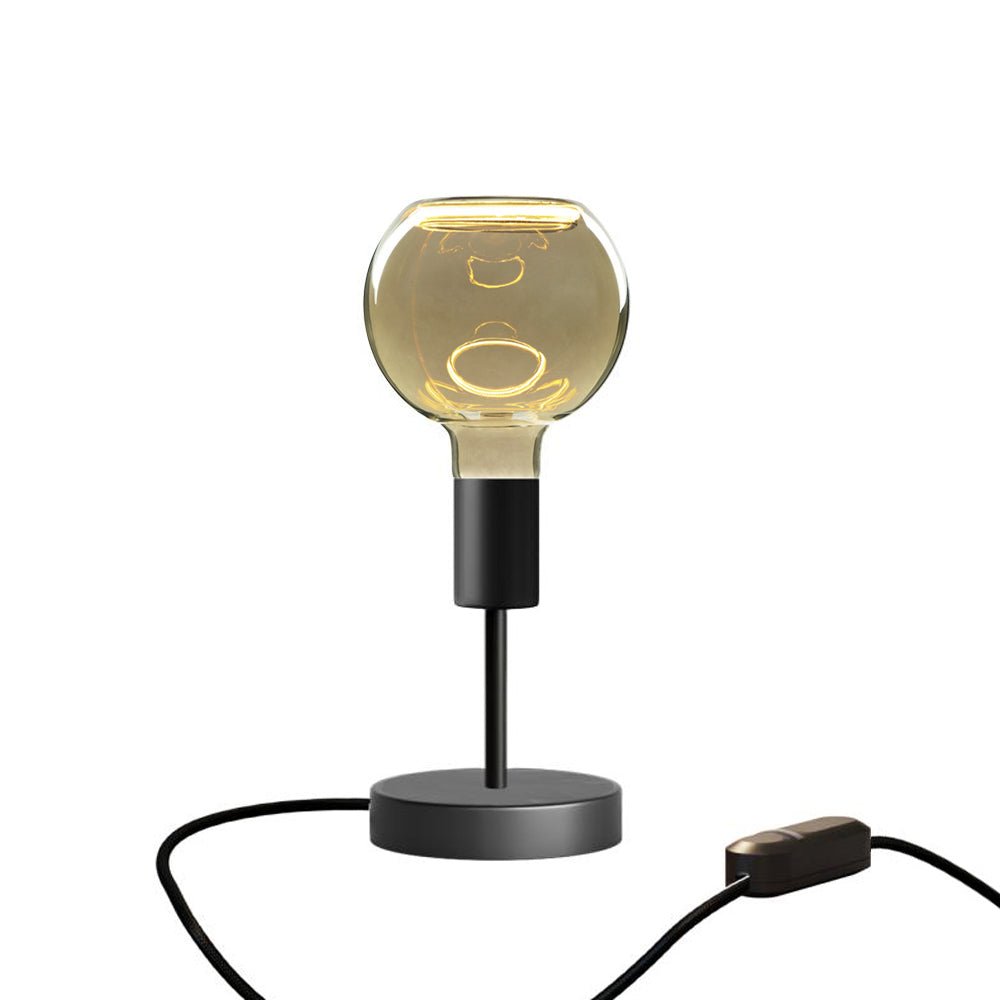 Lampada da tavolo Alzaluce Globo Ghost in metallo - Nero opaco Dimmer