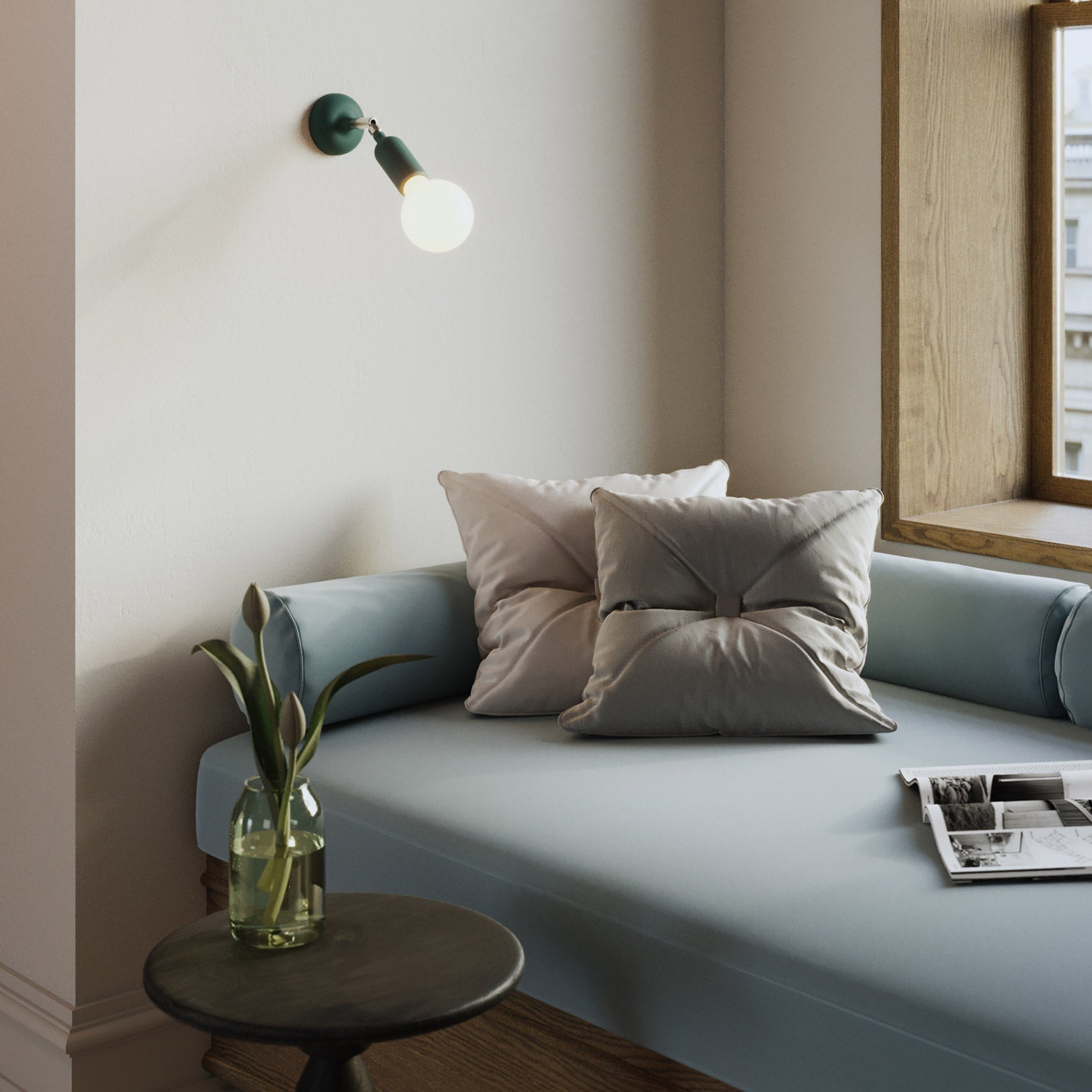 Lampada Fermaluce in silicone con snodo e con interruttore incorporato - Petrolio