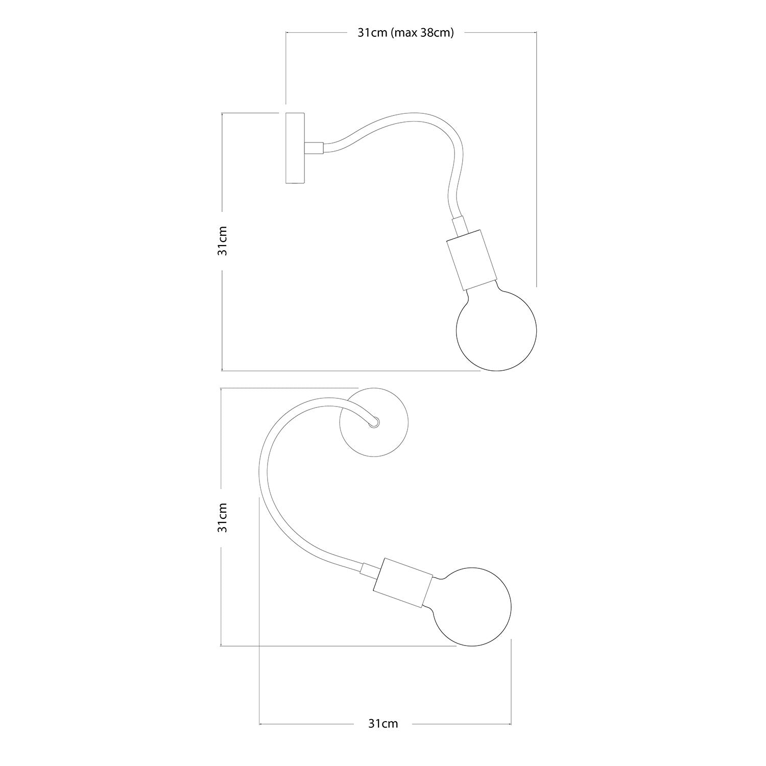 Lampada Flex 30 con lampadina Globo - Bianco opaco