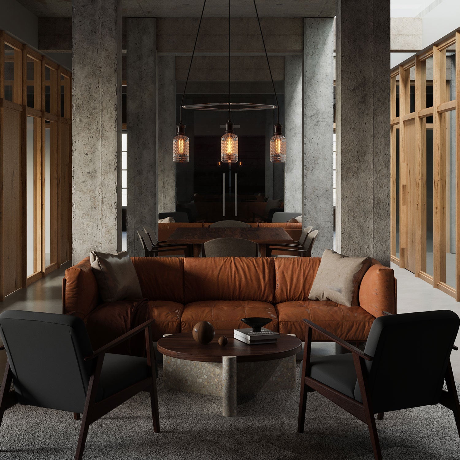 Lampadario Cage a 4 cadute Crystal - Nero perla