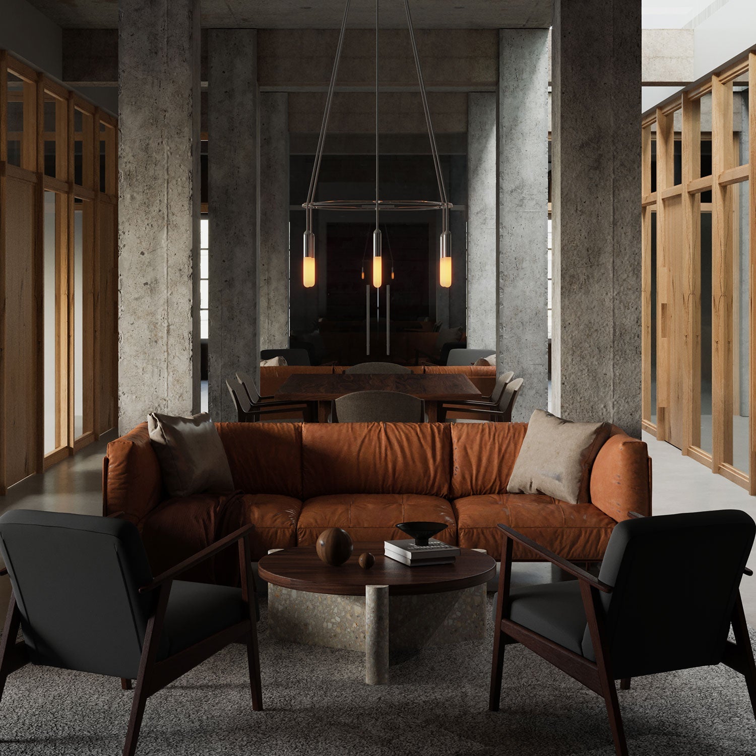 Lampadario Cage a 6 cadute P-Light - Titanio satinato