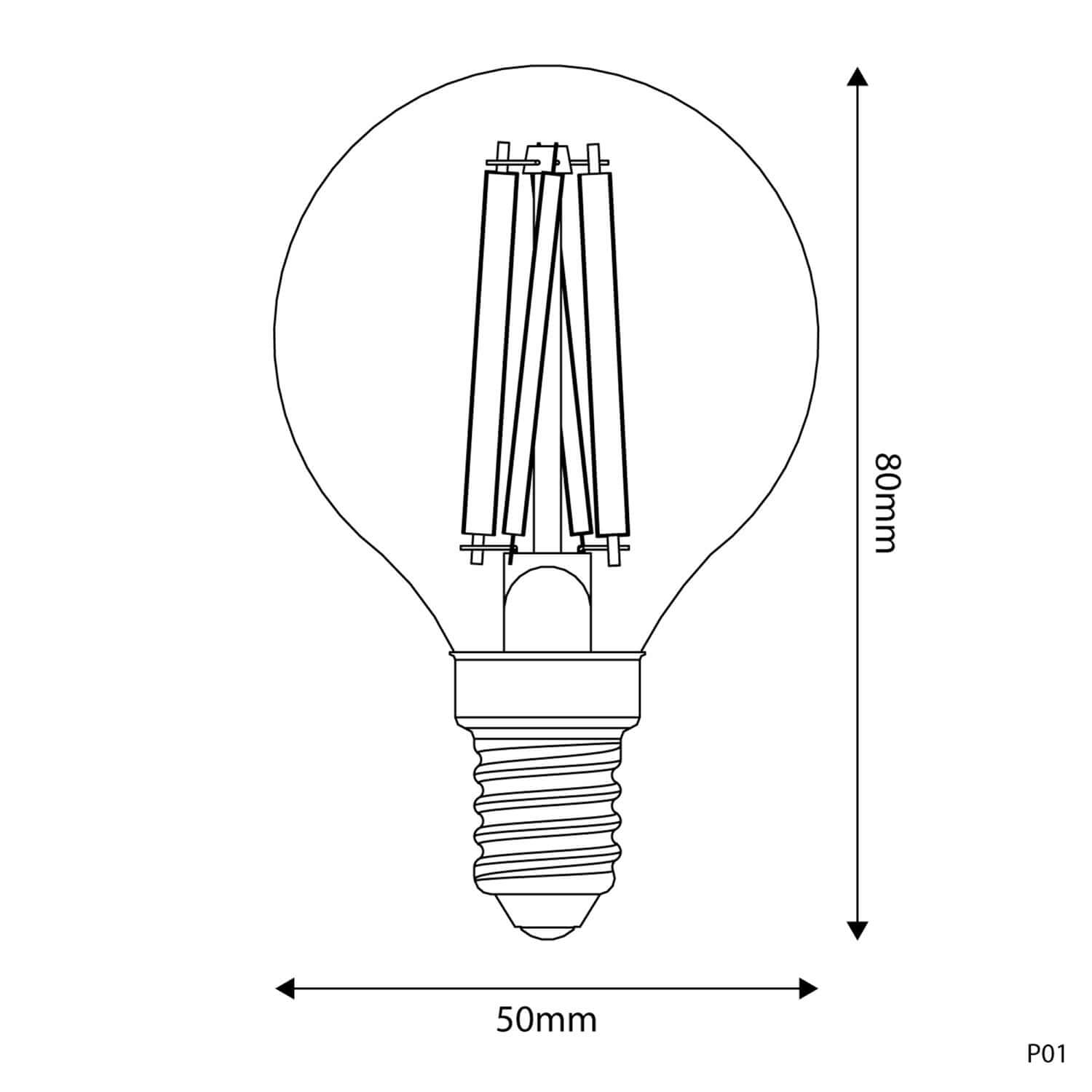 Lampadina LED Effetto Porcellana CRI 95 G45 5,9W 550Lm E14 2700K Dimmerabile - P01