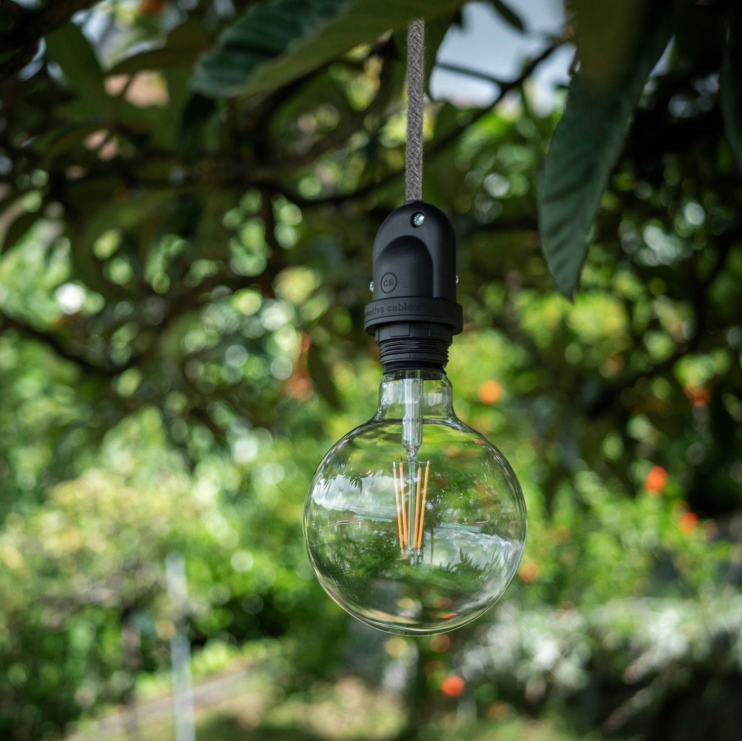 Modulair Lampada da esterno per paralume con 5 m cavo tessile, decentatore, rosone e portalampada IP65 - Salmone