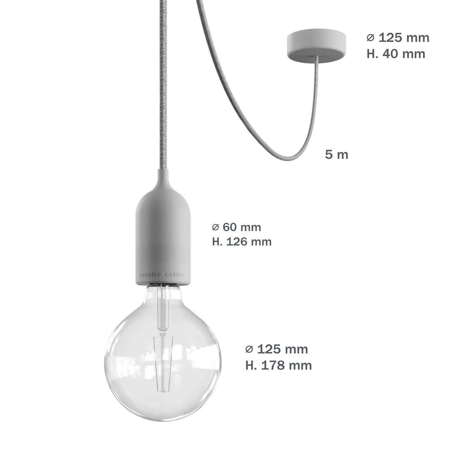 Modulair PASTEL Lampada da esterno con 5 m di cavo, decentatore, rosone e portalampada IP65 waterproof - Mostarda