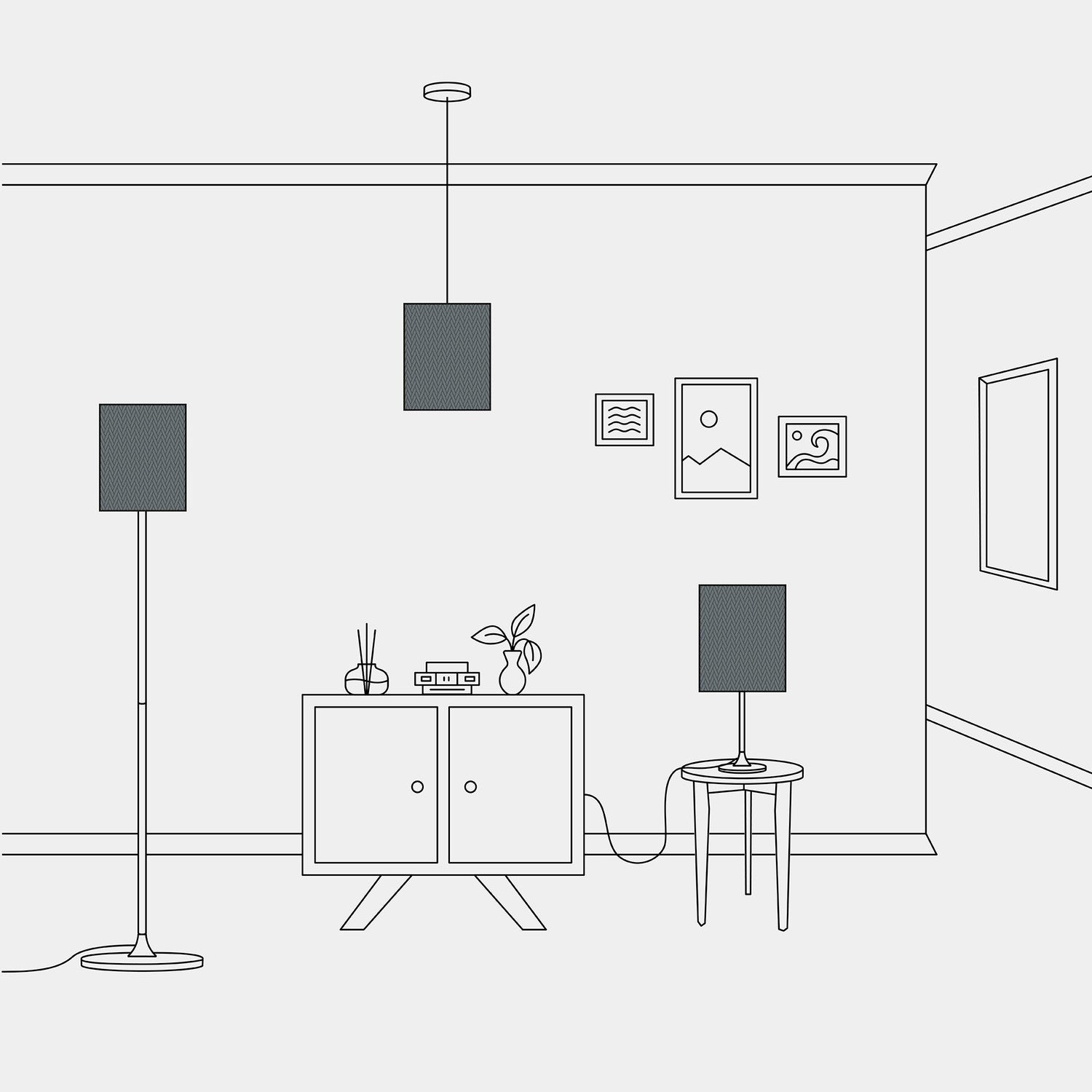 Paralume Cilindro M in tessuto con attacco E27 - Made in Italy - Teletta Grigio Scuro