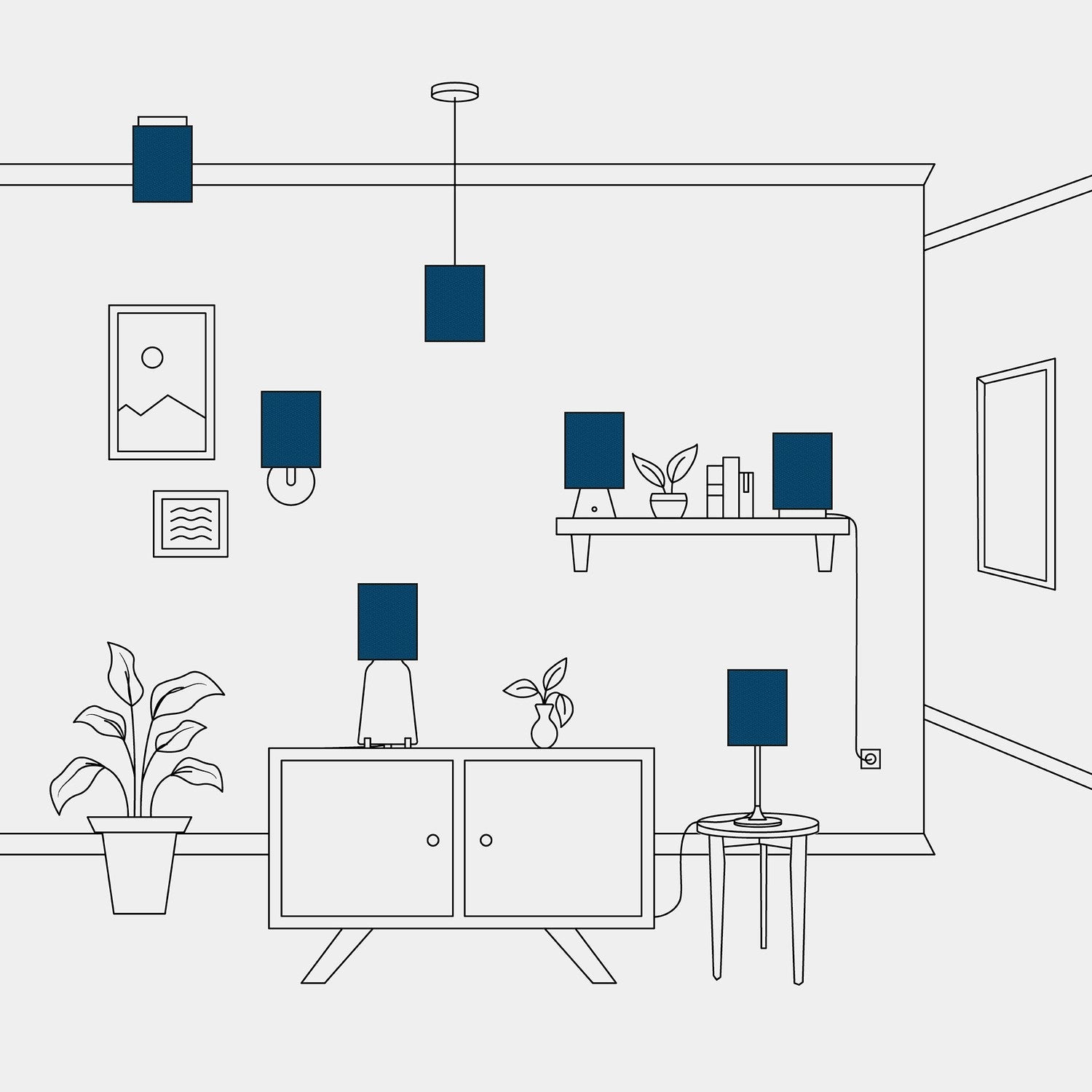 Paralume Cilindro S in tessuto con attacco E27 - Made in Italy - Lana Blu