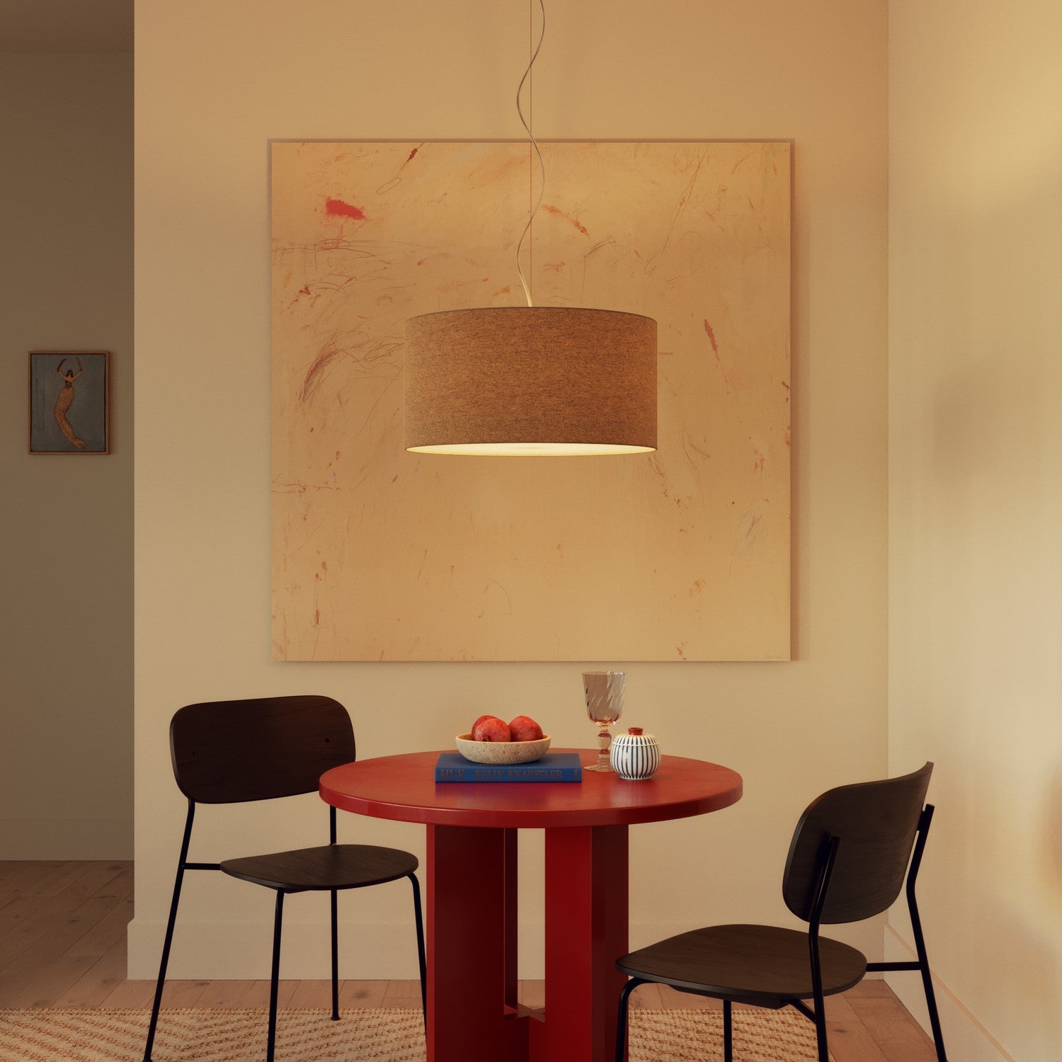 Paralume Cilindro XL in tessuto con attacco E27 - Made in Italy - Lana Beige