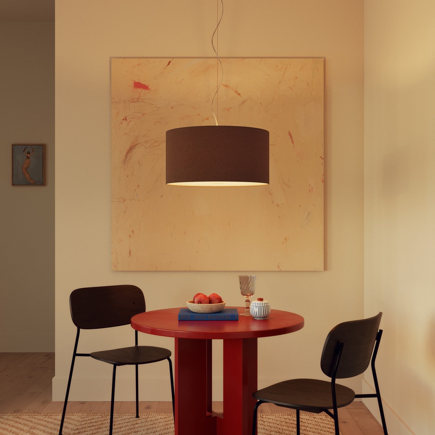 Paralume Cilindro XL in tessuto con attacco E27 - Made in Italy - Lana Marrone