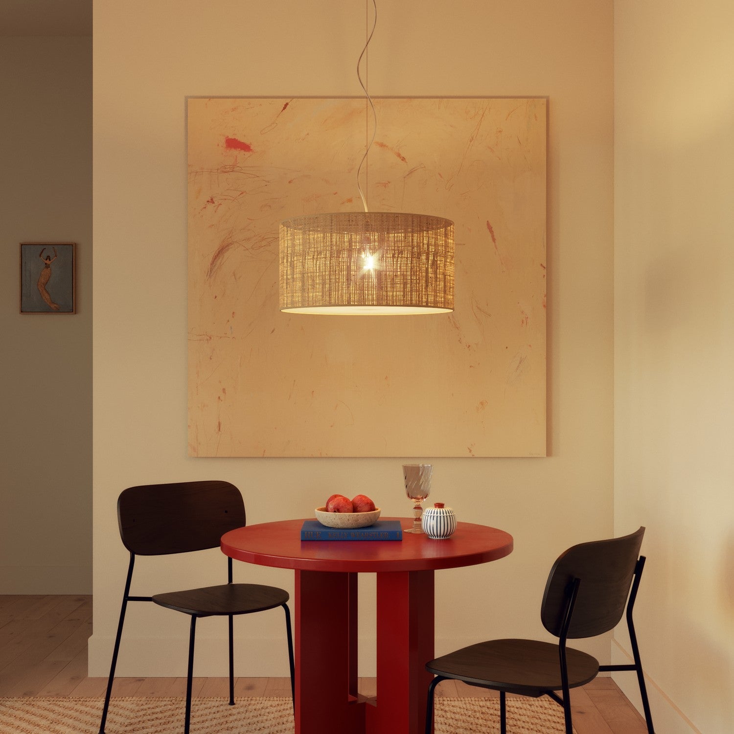 Paralume Cilindro XL in tessuto con attacco E27 - Made in Italy - Raphia