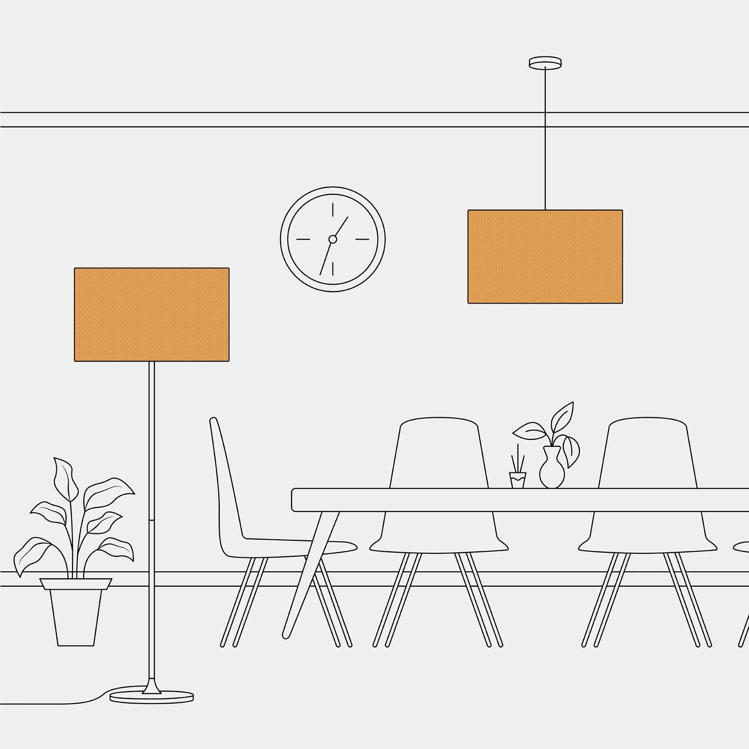 Paralume Cilindro XXL in tessuto con attacco E27 - Made in Italy - Teletta Mandarino