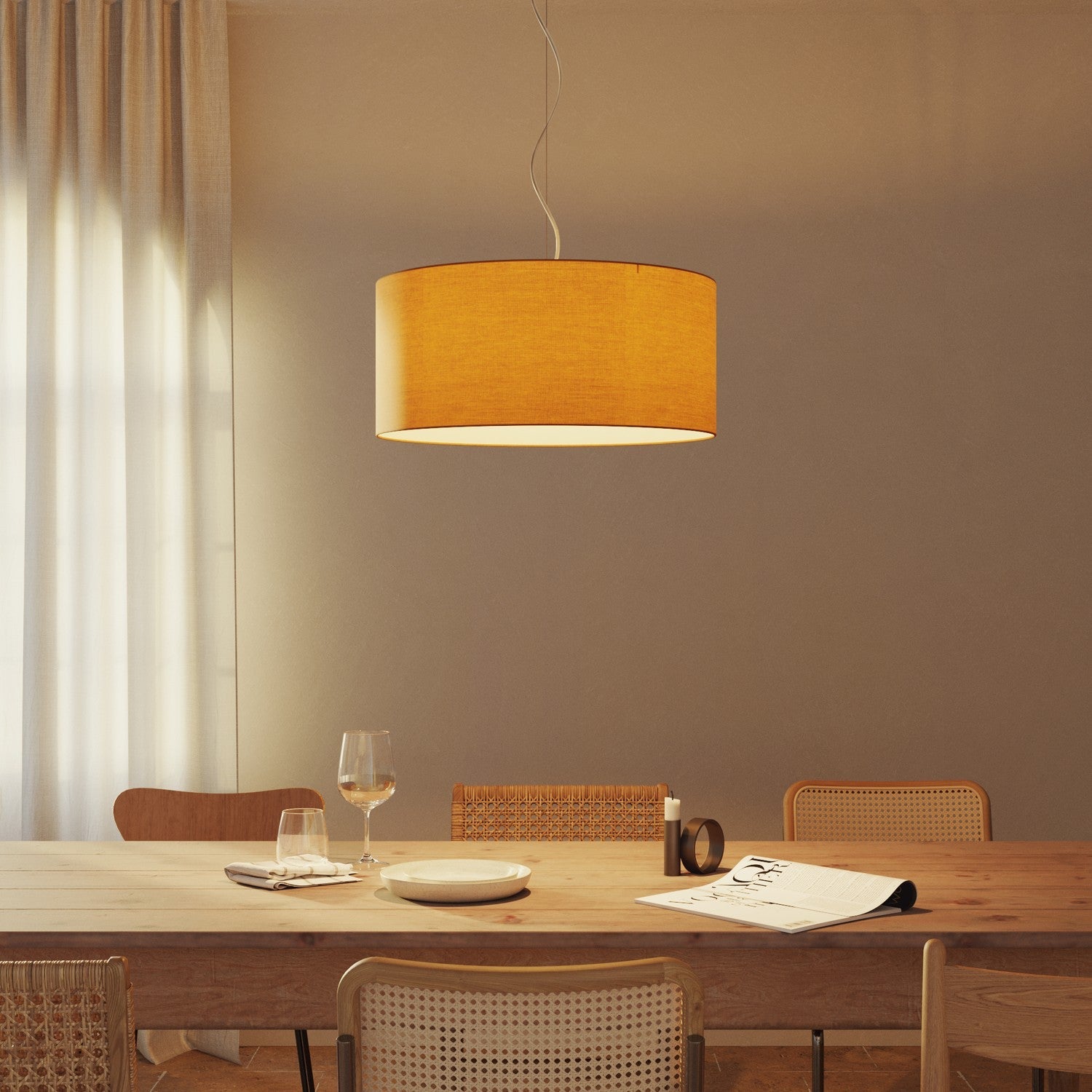 Paralume Cilindro XXL in tessuto con attacco E27 - Made in Italy - Teletta Mandarino