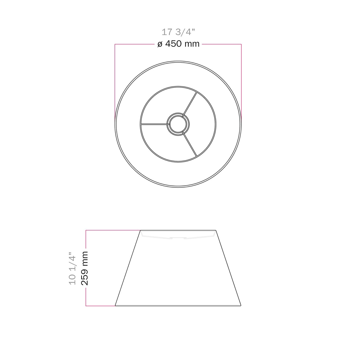 Paralume Impero L per sospensione con attacco E27 - Made in Italy - Teletta Lilla