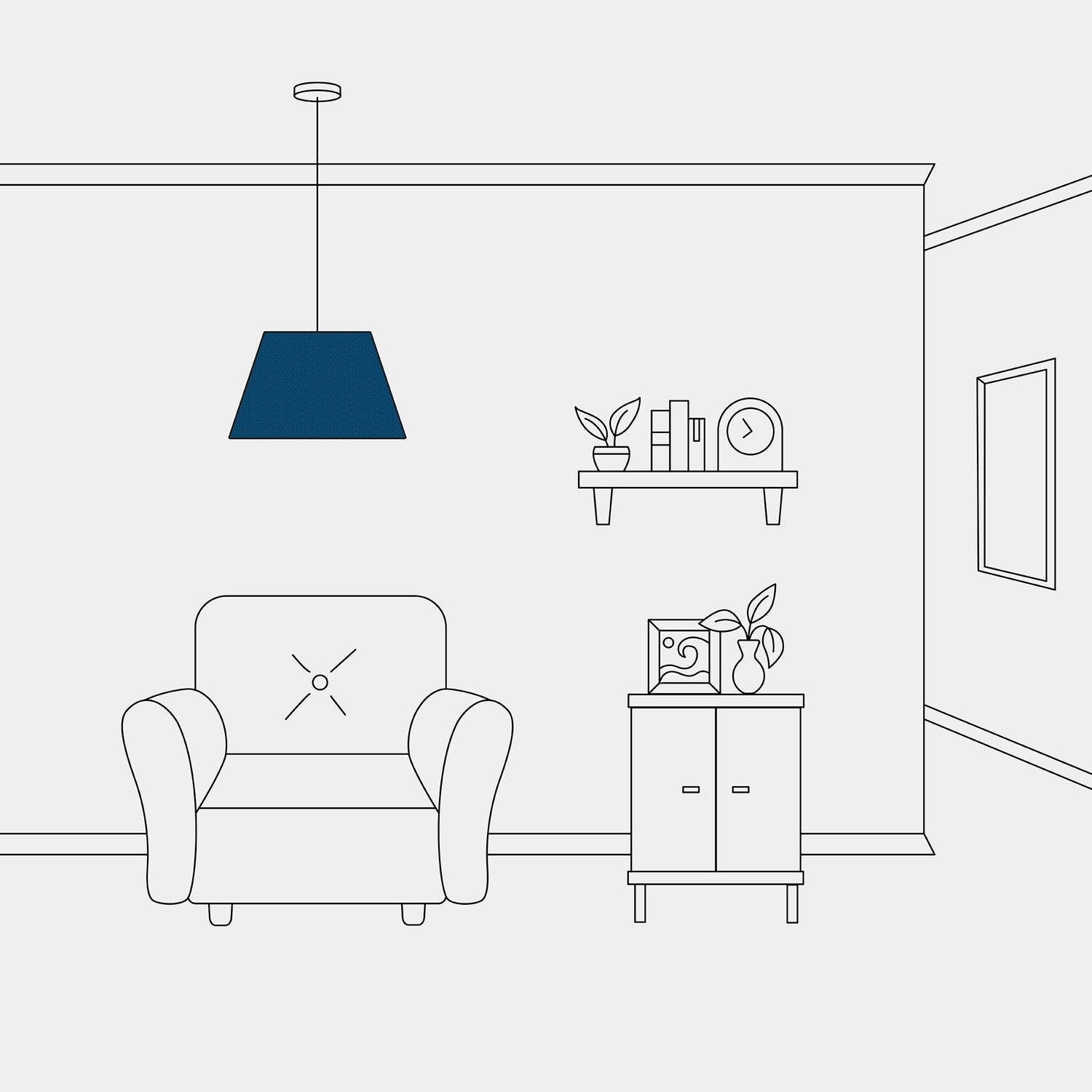 Paralume Impero M per sospensione con attacco E27 - Made in Italy - Lana Blu