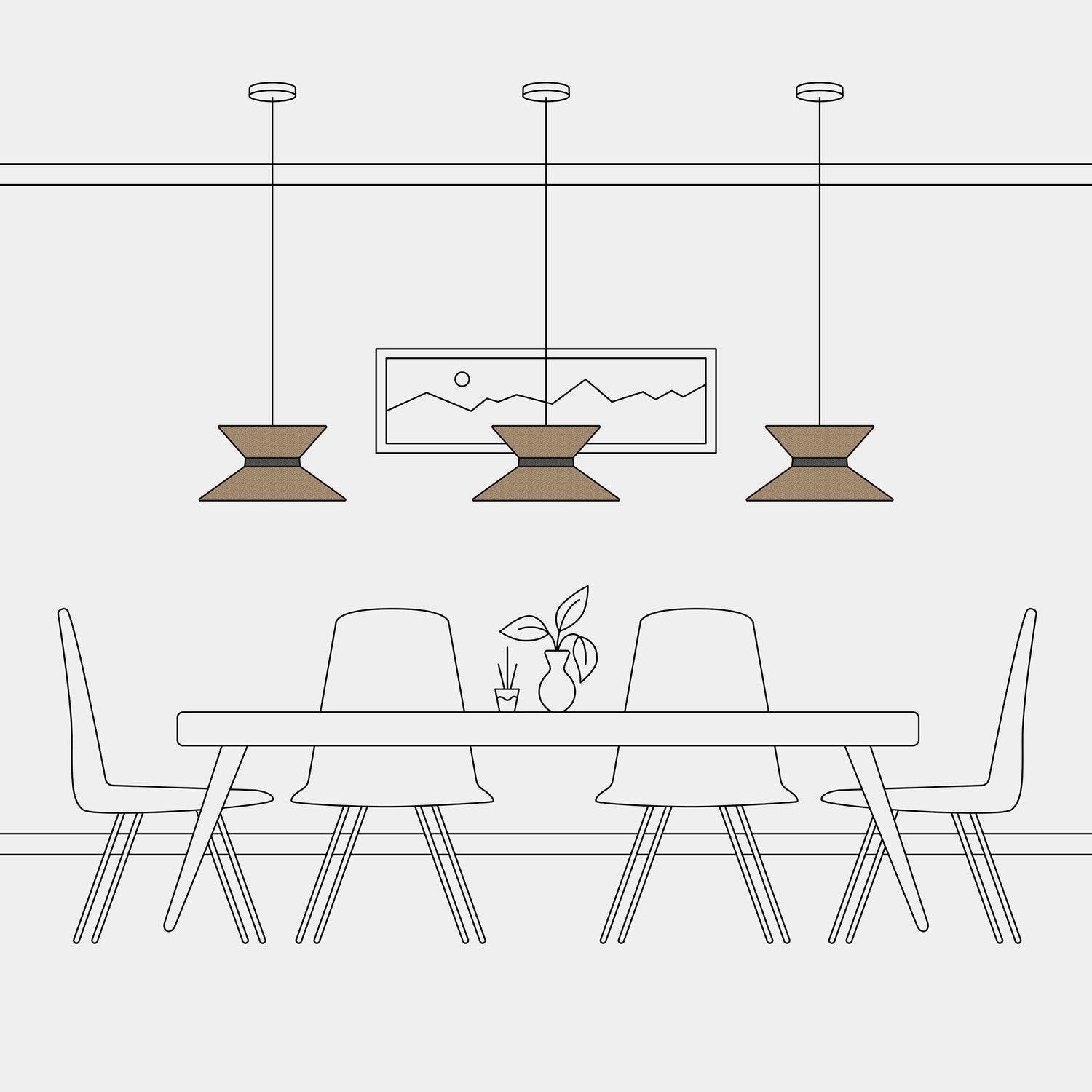 Paralume in tessuto Clessidra per lampada a sospensione - Lana Marrone Lana grigio scuro