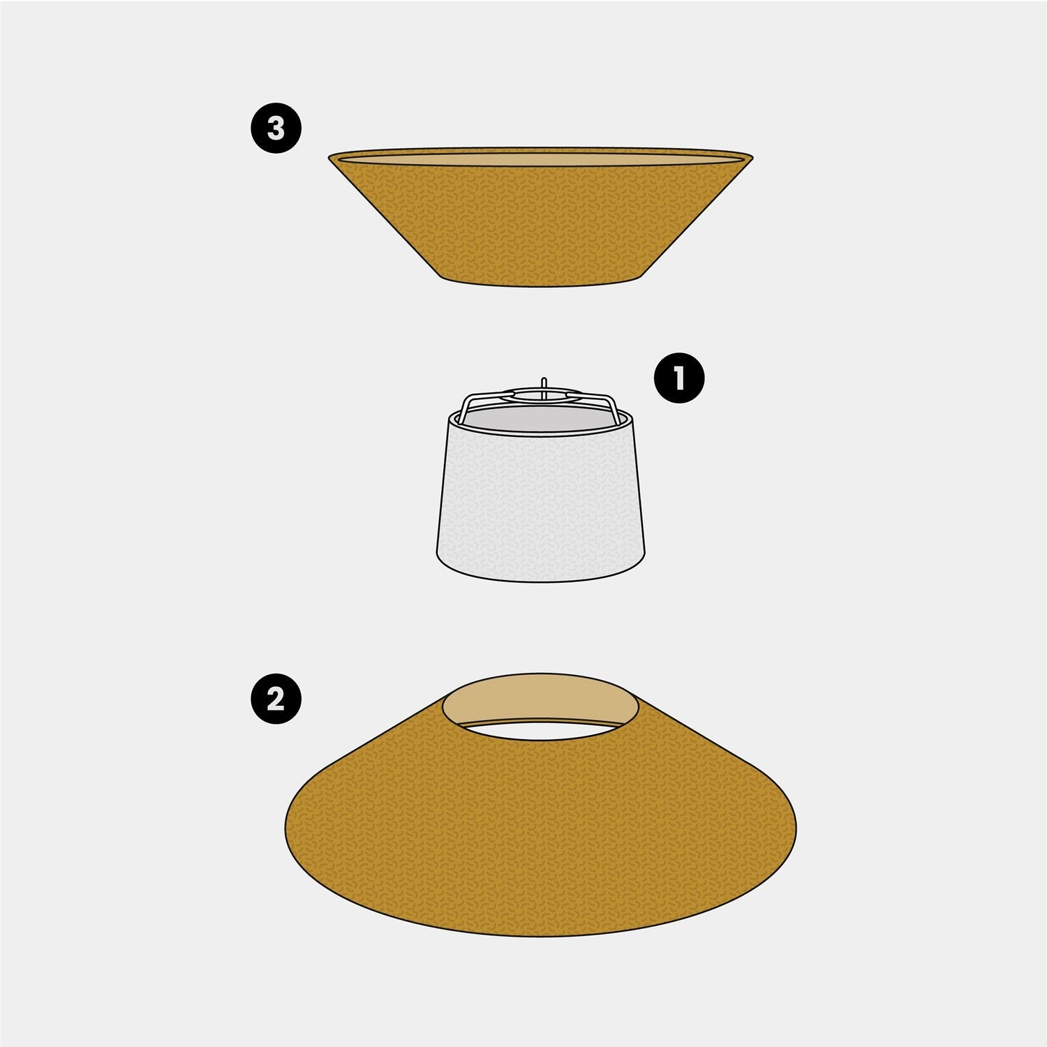 Paralume in tessuto Clessidra per lampada a sospensione - Lana Senape Lana sabbia