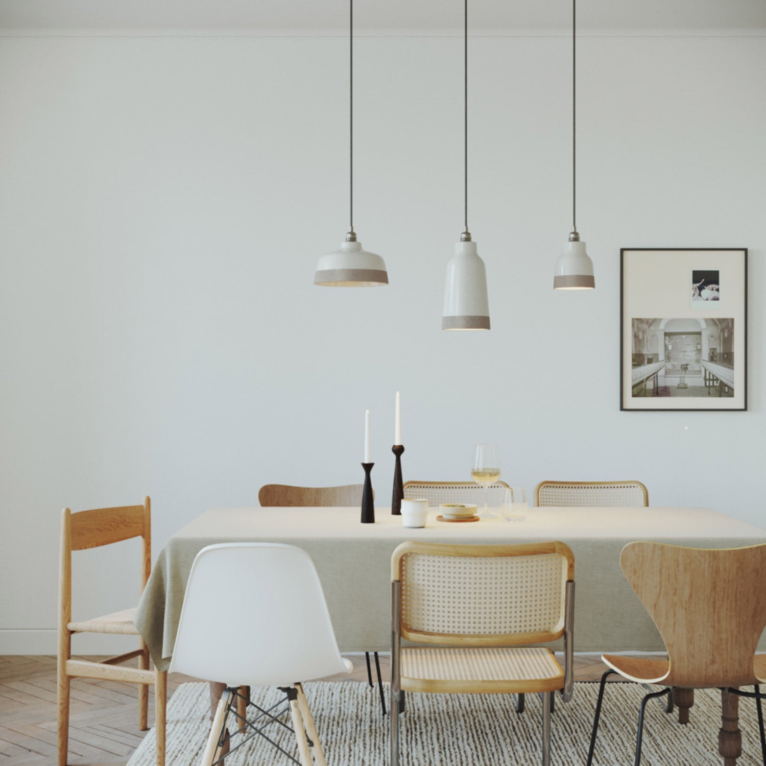 Paralume Vaso bicolore in ceramica Bianco e Tortora, collezione Materia - Made in Italy