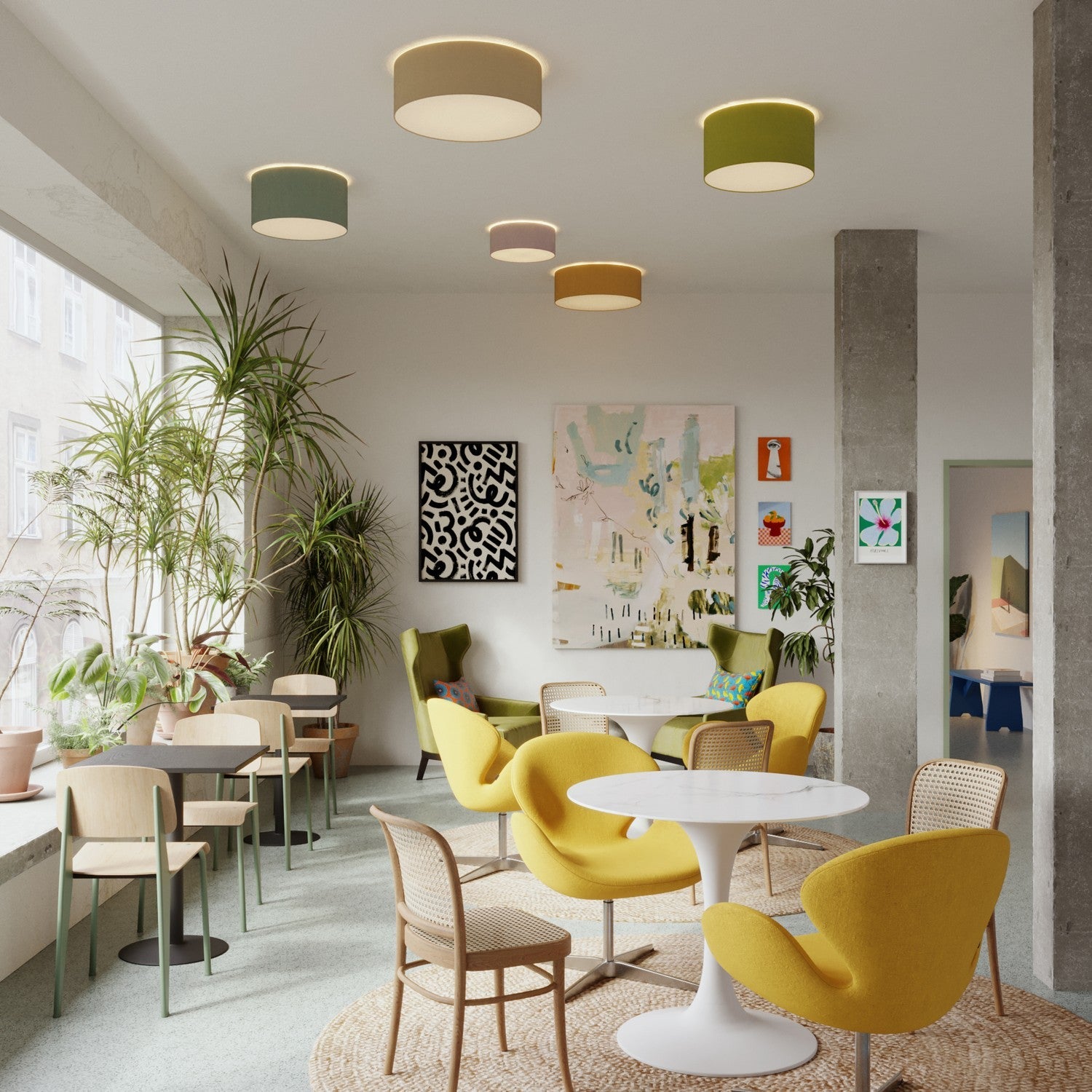 Plafoniera in tessuto Large Camelot grigio - Made in Italy