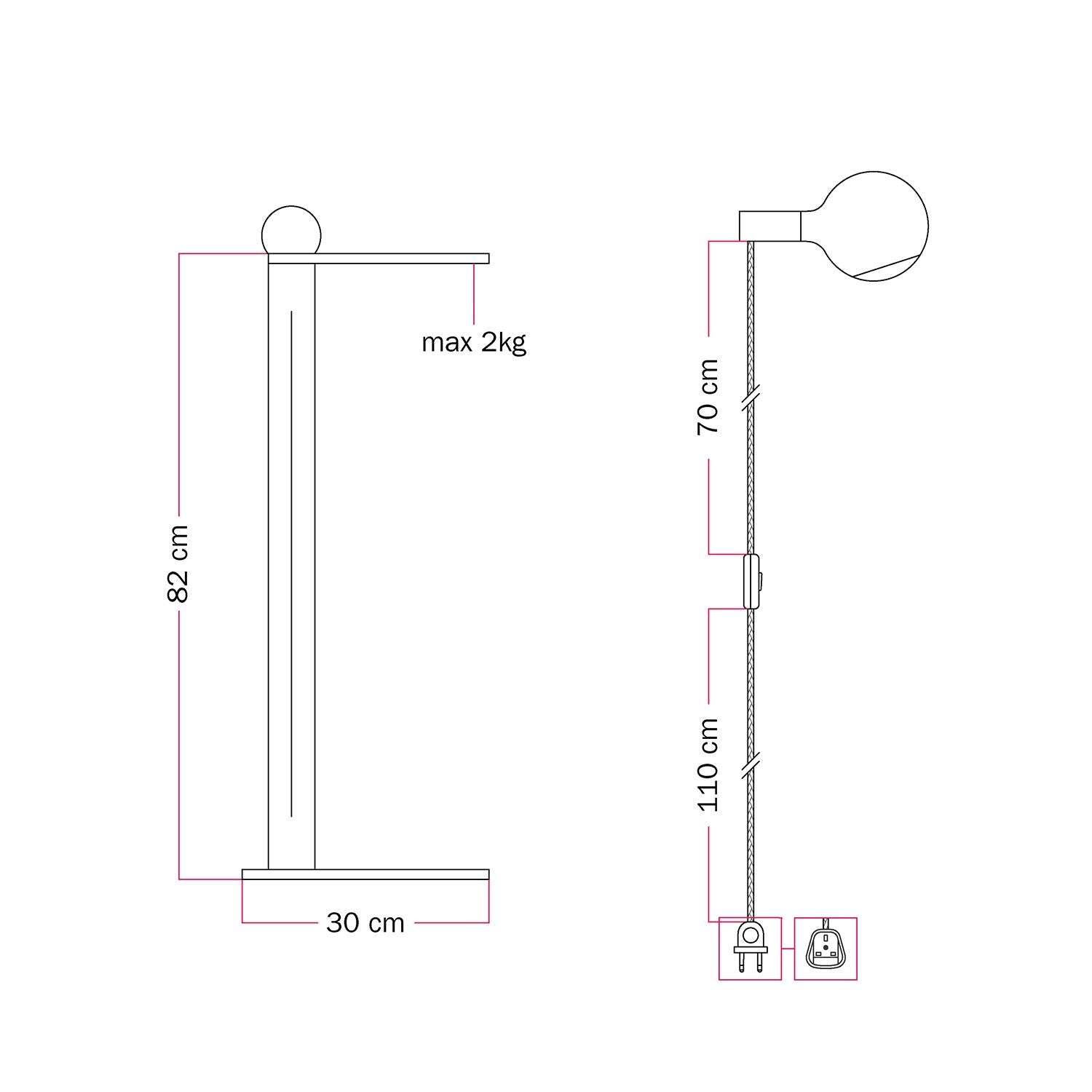 Rocco - Lampada da terra con lampadina Camo - Panna