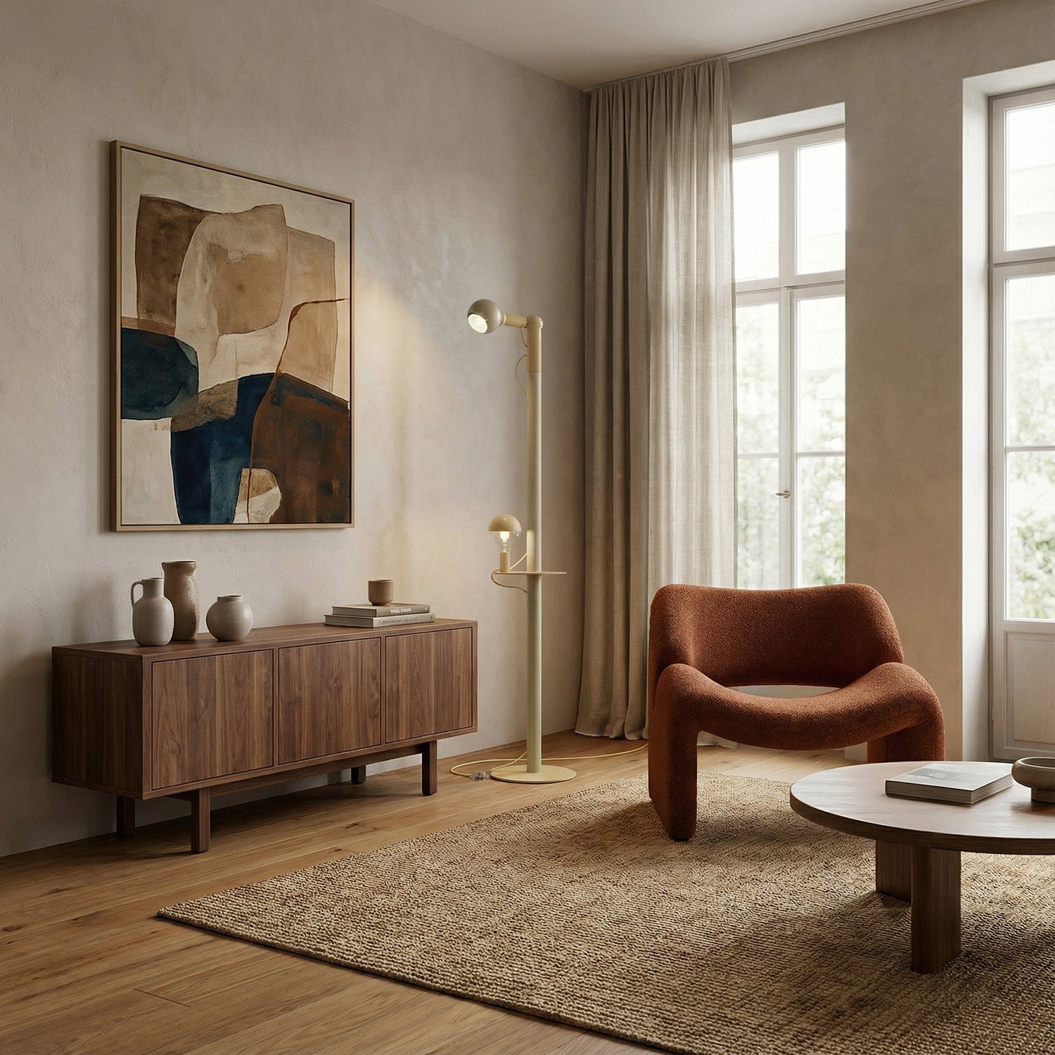 Rocco XXL - Lampada da terra con lampadina Maria e Camo - Panna