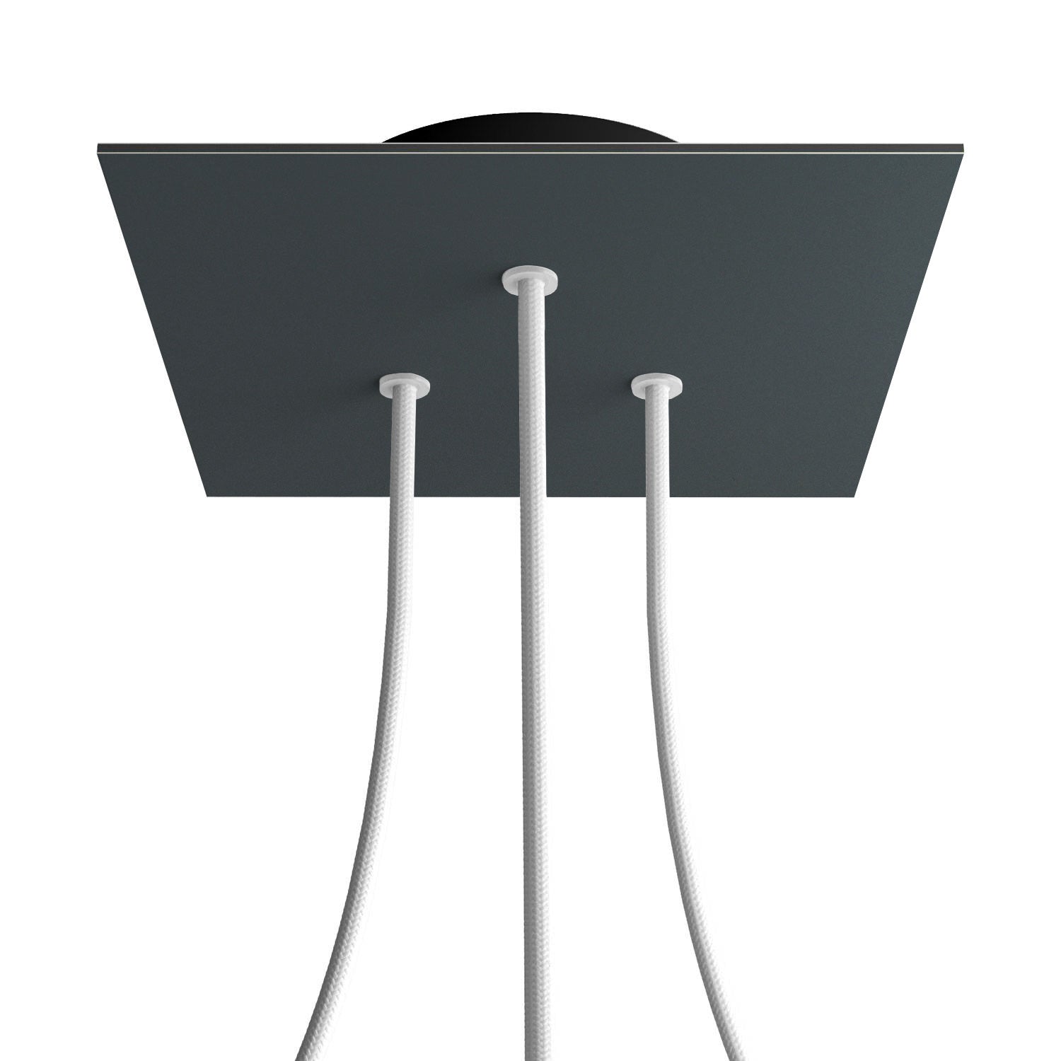 Rosone Rose-One quadrato, 200 mm con 3 fori e 4 fori laterali - Antracite Nero