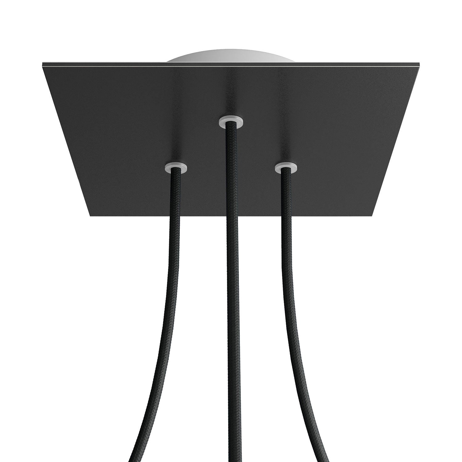 Rosone Rose - One quadrato, 200 mm con 3 fori e 4 fori laterali - Nero opaco - Creative Cables