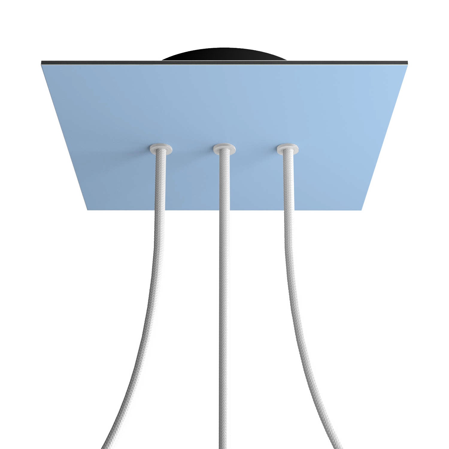 Rosone Rose-One quadrato, 200 mm con 3 fori in linea e 4 fori laterali - Blu carta da zucchero Nero