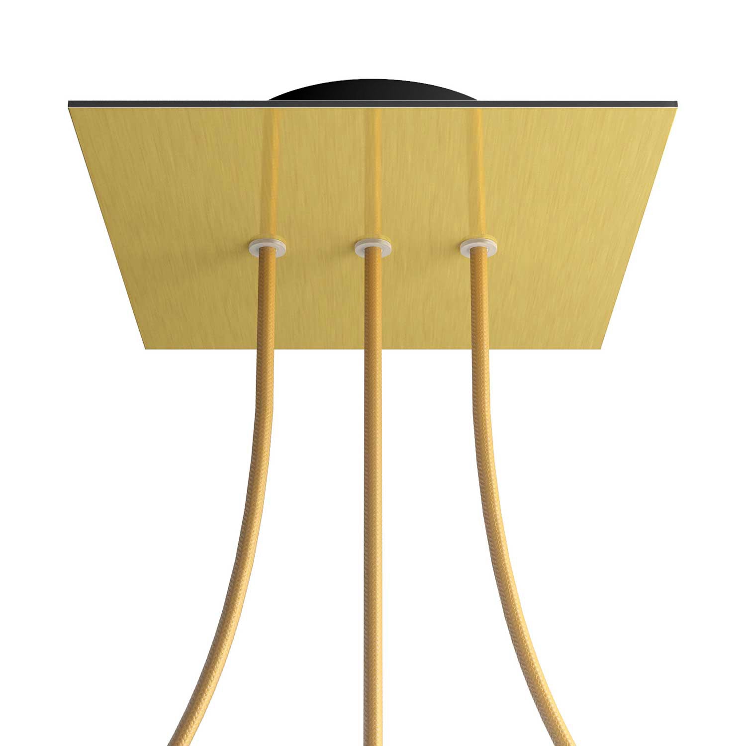 Rosone Rose-One quadrato, 200 mm con 3 fori in linea e 4 fori laterali - Dibond Ottone satinato Nero