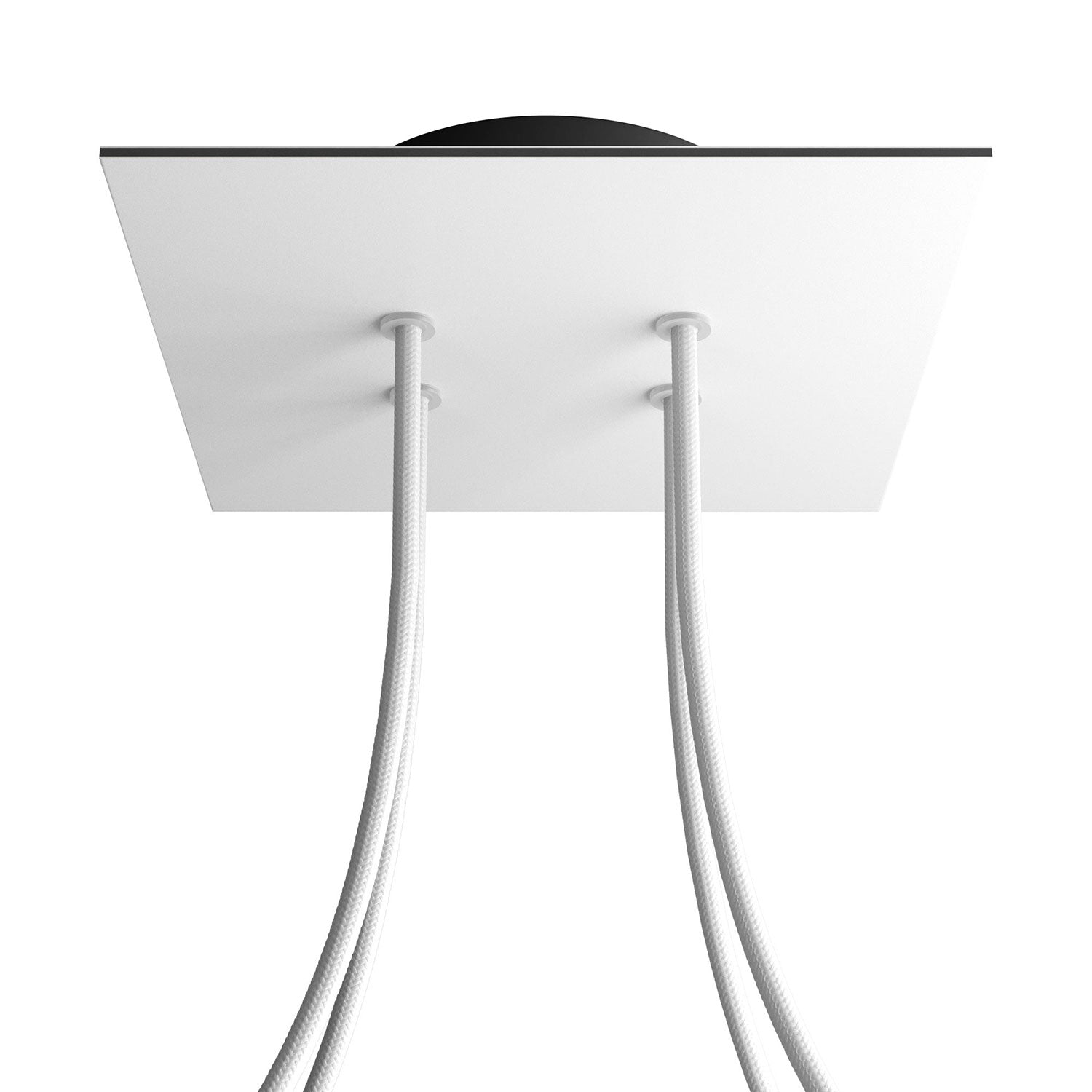 Rosone Rose-One quadrato, 200 mm con 4 fori e 4 fori laterali - Bianco opaco Nero