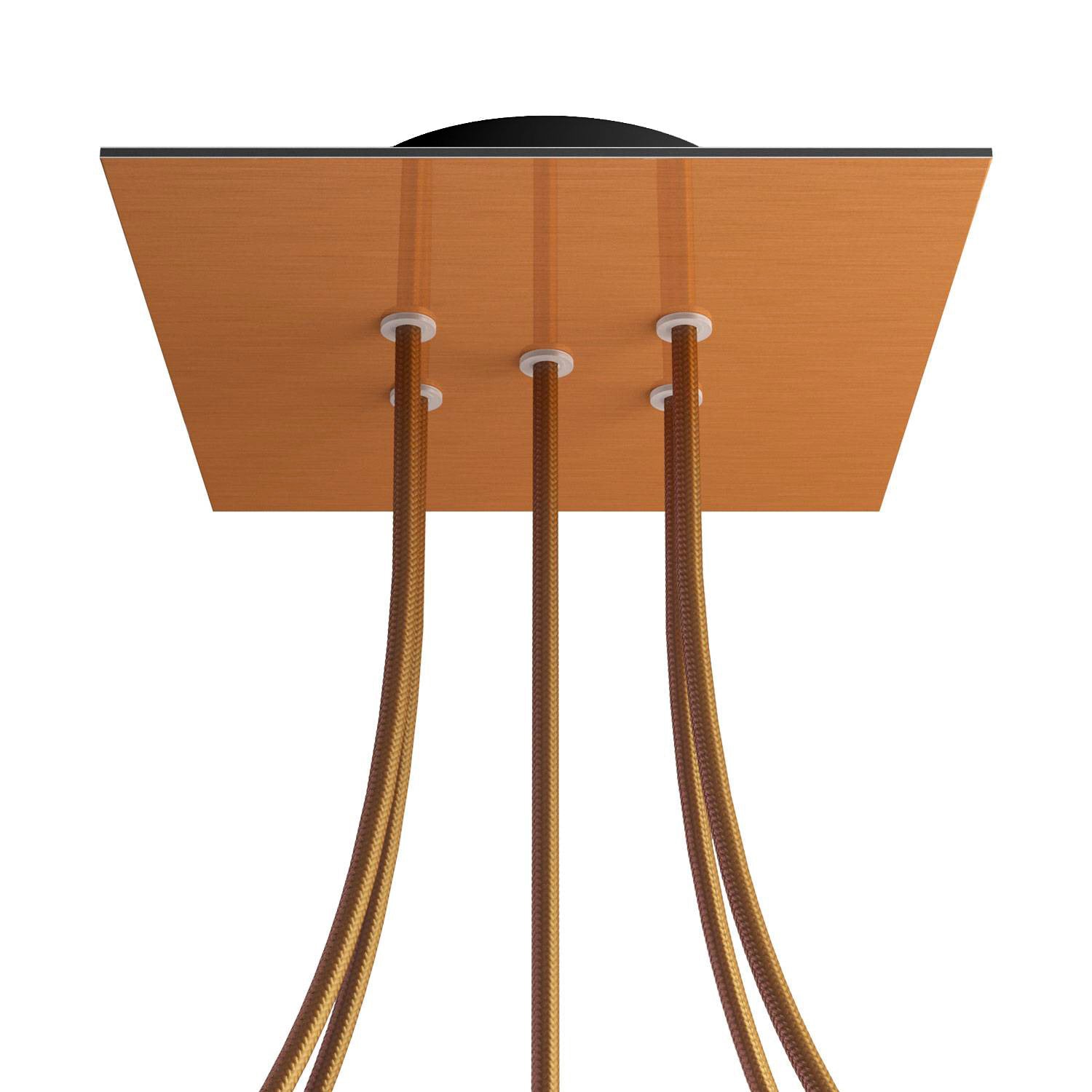 Rosone Rose-One quadrato, 200 mm con 5 fori e 4 fori laterali - Dibond Rame satinato Nero